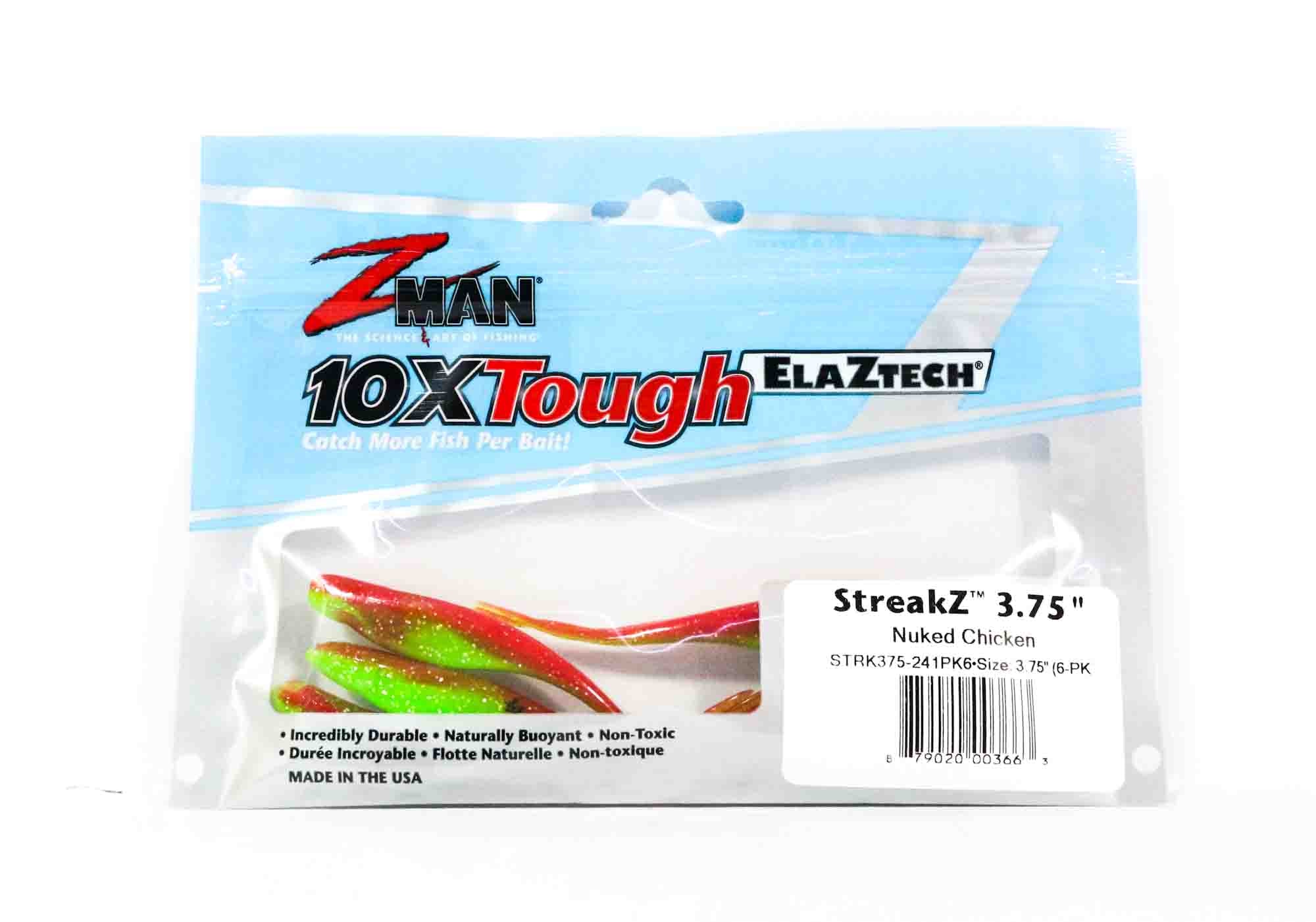 Zman Soft Lure StreakZ 3.75 Inch 6/Pack Nuked Chicken Glow (3663)