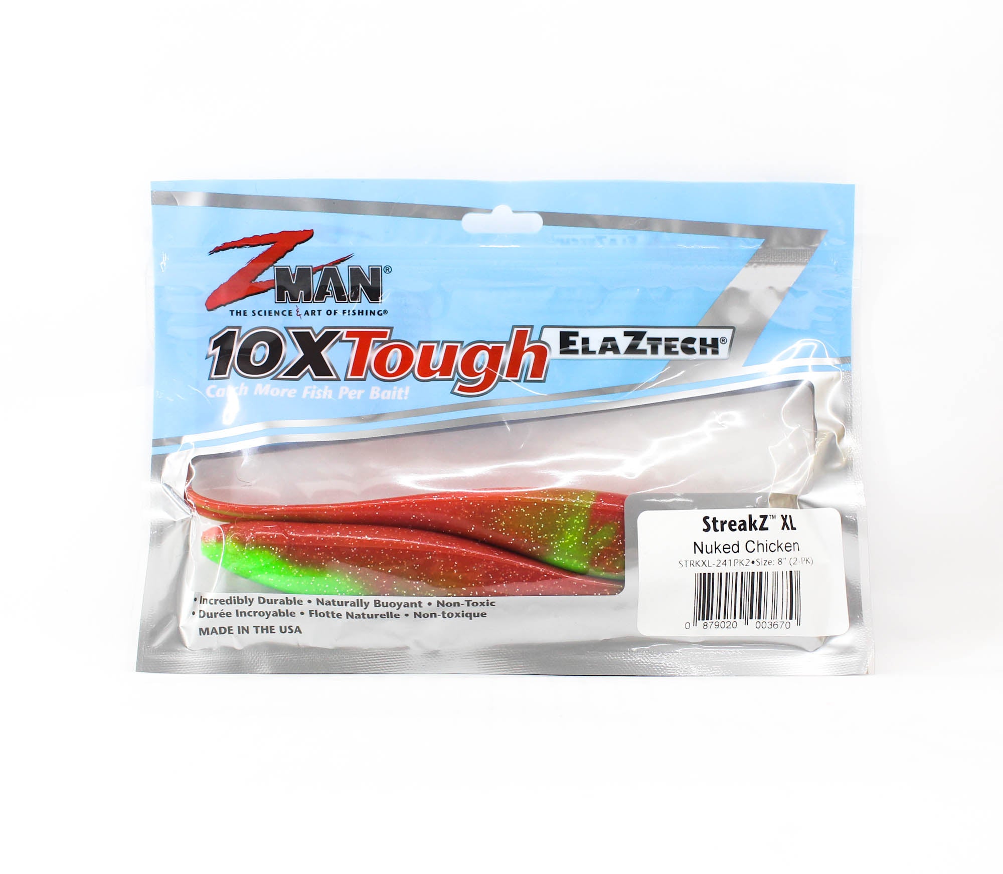 Zman Soft Lure StreakZ XL 8 Inch 2/Pack Nuked Chicken Glow (3670)