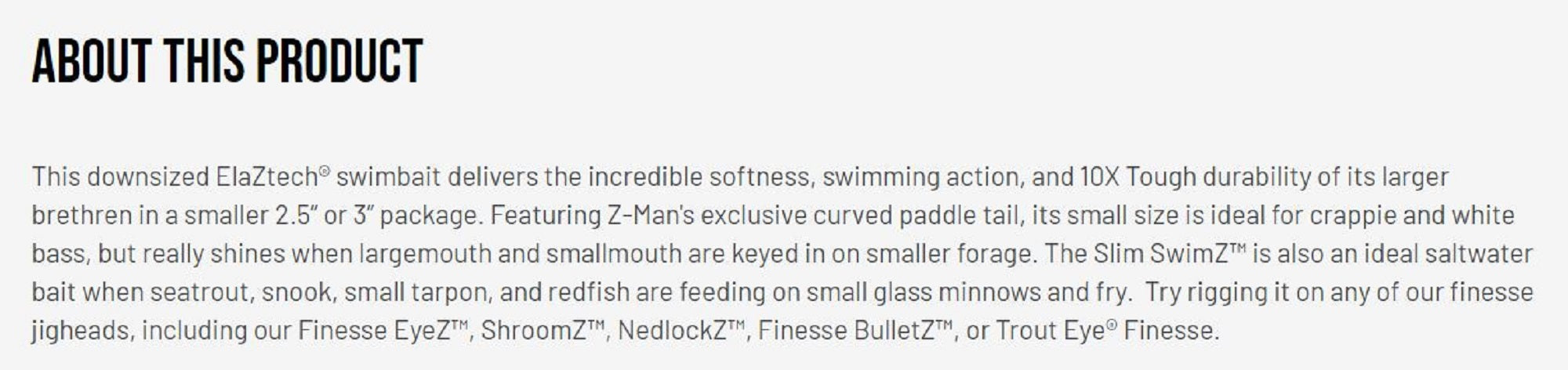 Zman Soft Lure Slim SwimZ 2.5 Inch 8/Pack Greasy Prawn (5094)