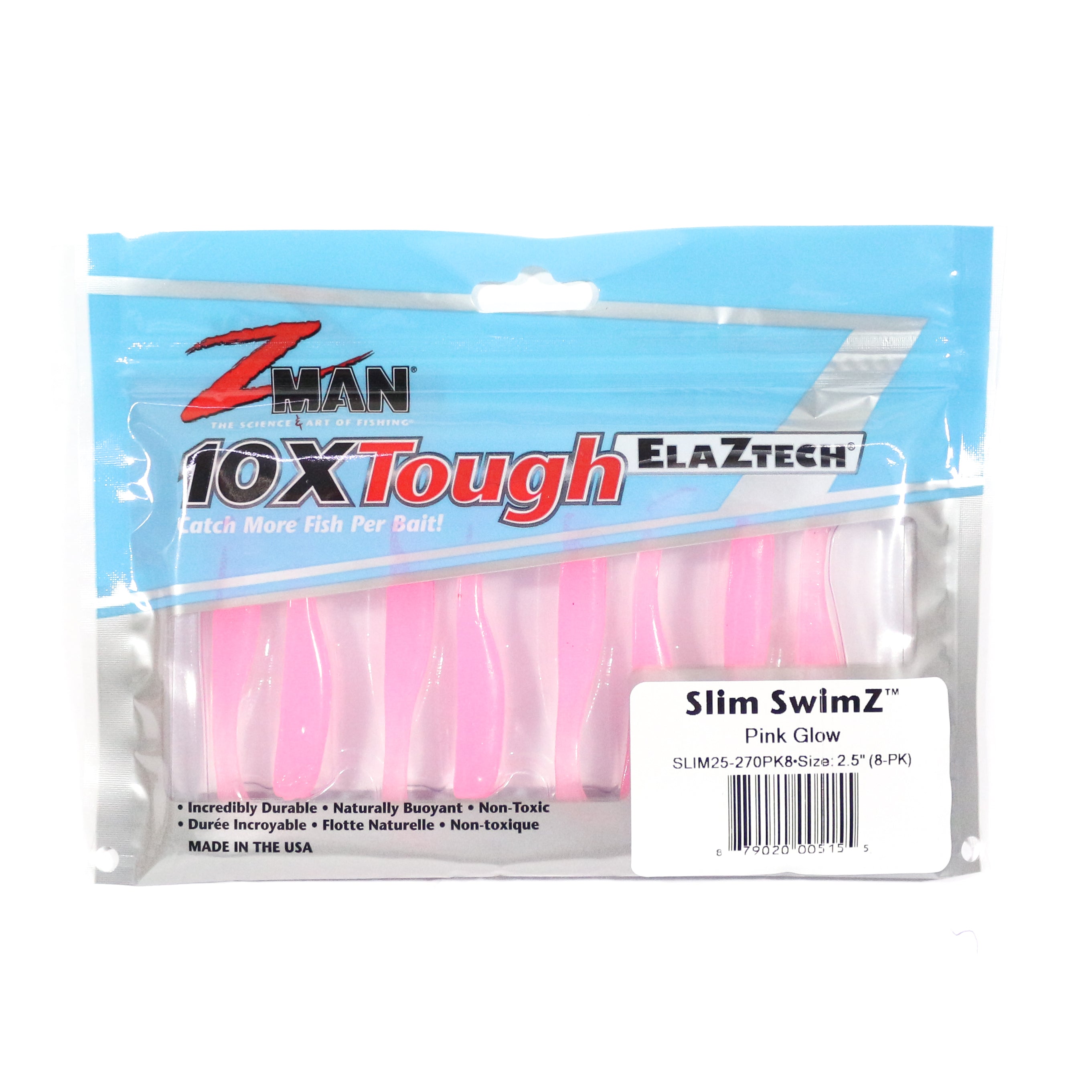 Zman Soft Lure Slim SwimZ 2.5 Inch 8/Pack Pink Glow (5155)
