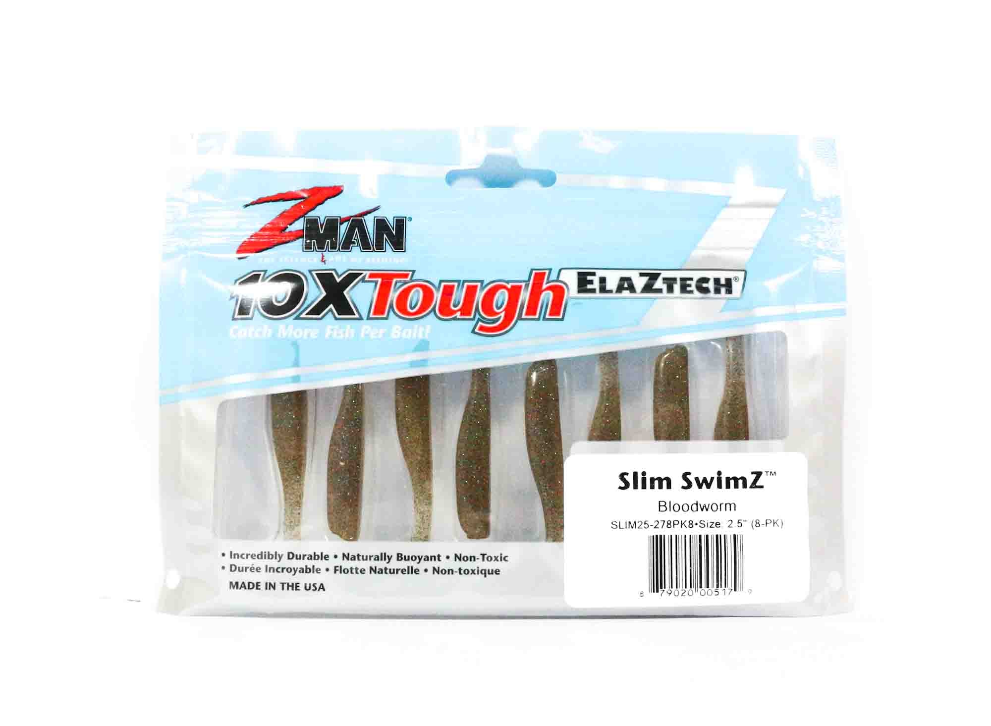 Zman Soft Lure Slim SwimZ 2.5 Inch 8/Pack Bloodworm (5179)