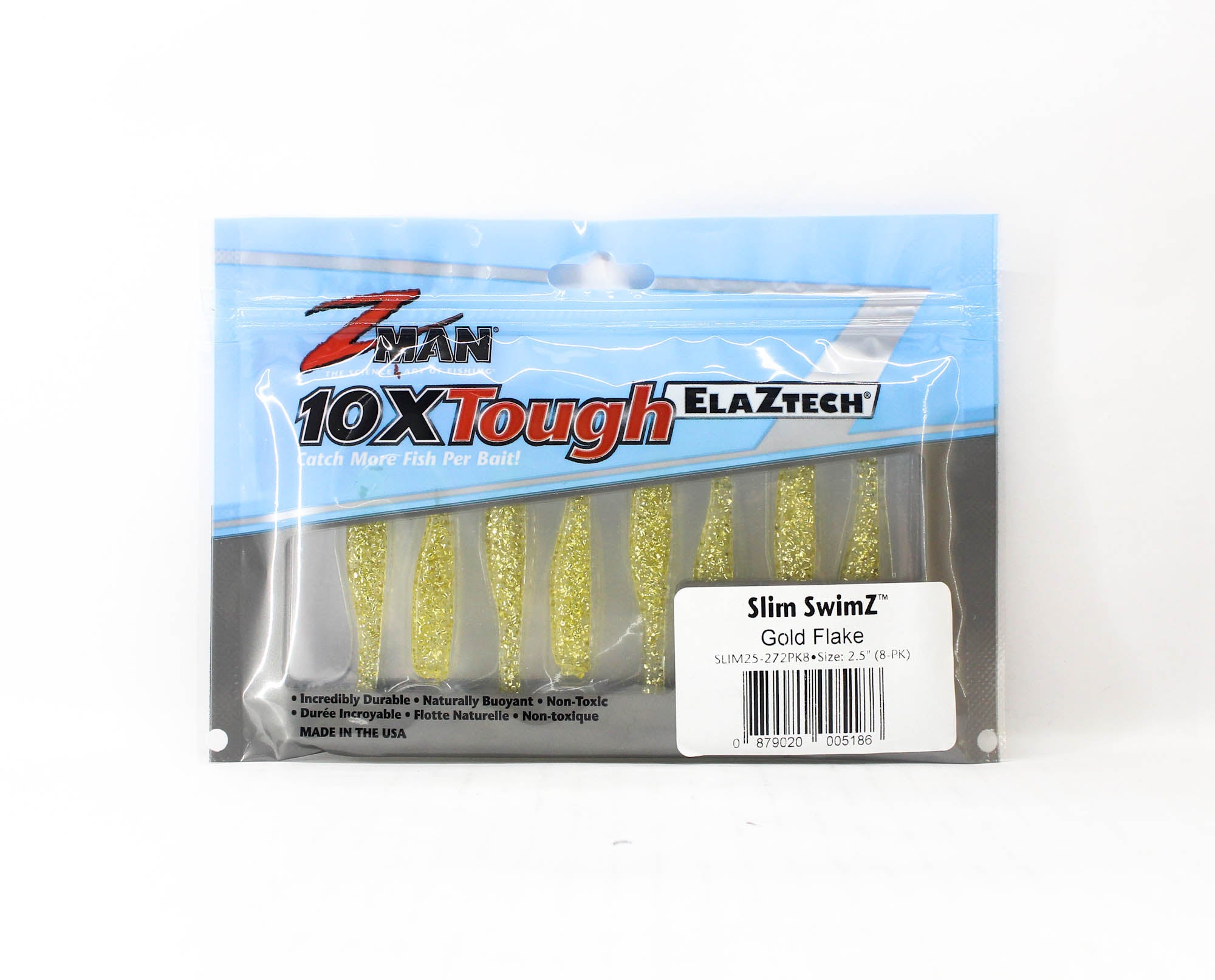 Zman Soft Lure Slim SwimZ 2.5 Inch 8/Pack Gold Flake (5186)