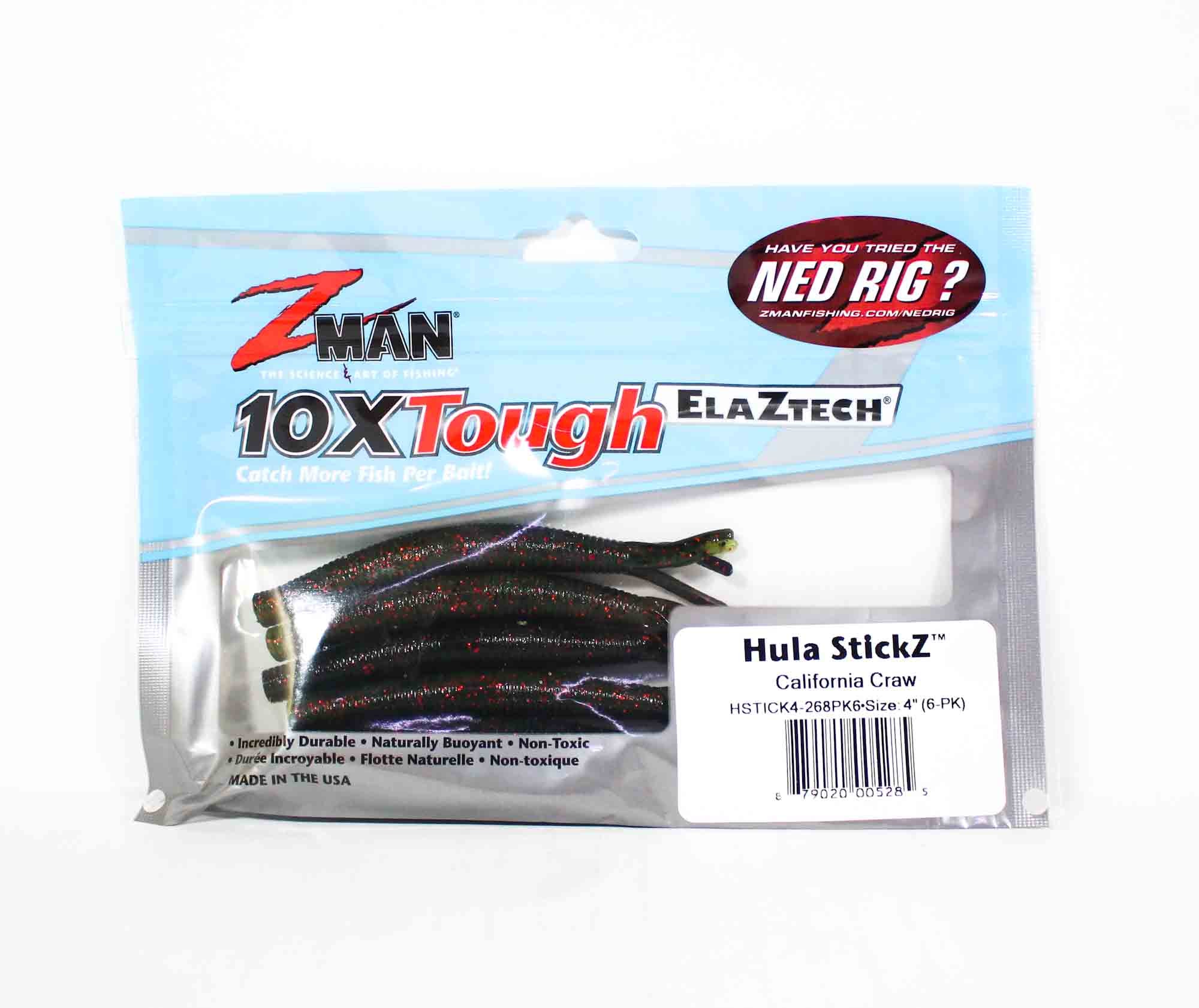 Zman Soft Lure Hula Stickz 4 Inch 6/Pack California Craw (5285)