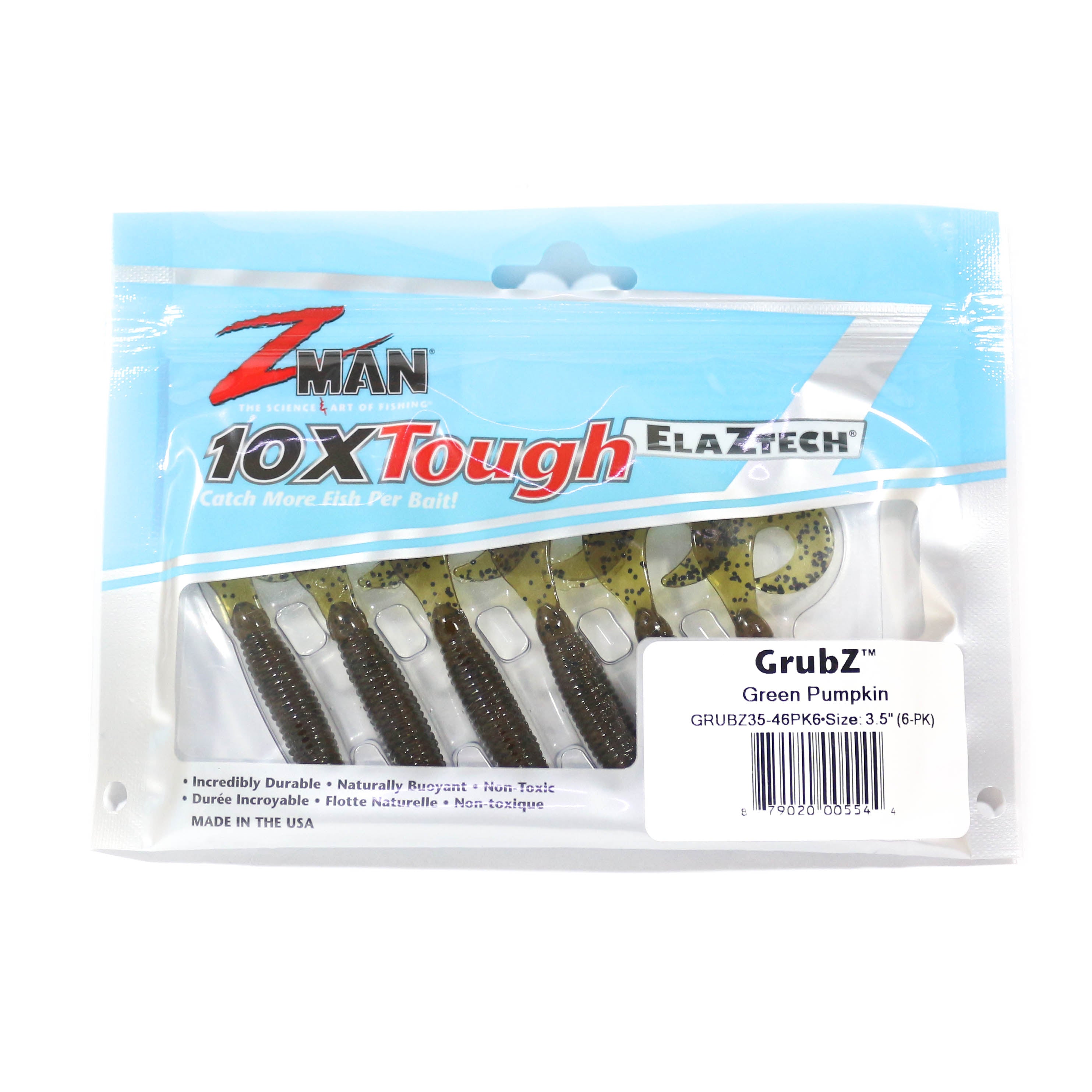 Zman Soft Lure GrubZ 3.5 Inch 6/Pack Green Pumpkin (5544)
