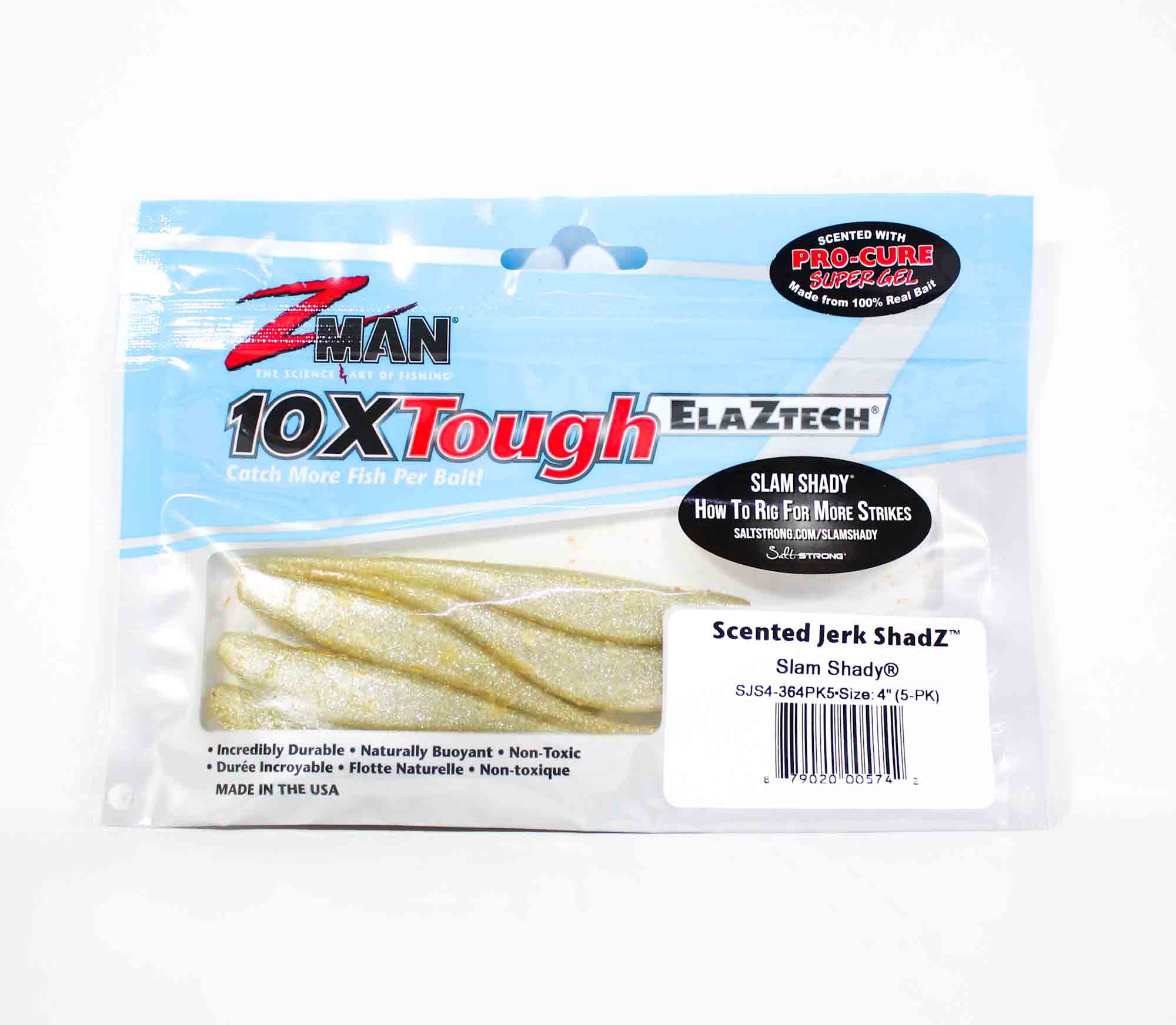 Zman Soft Lure Jerk ShadZ 4 Inch 5/Pack Slam Shady (5742)