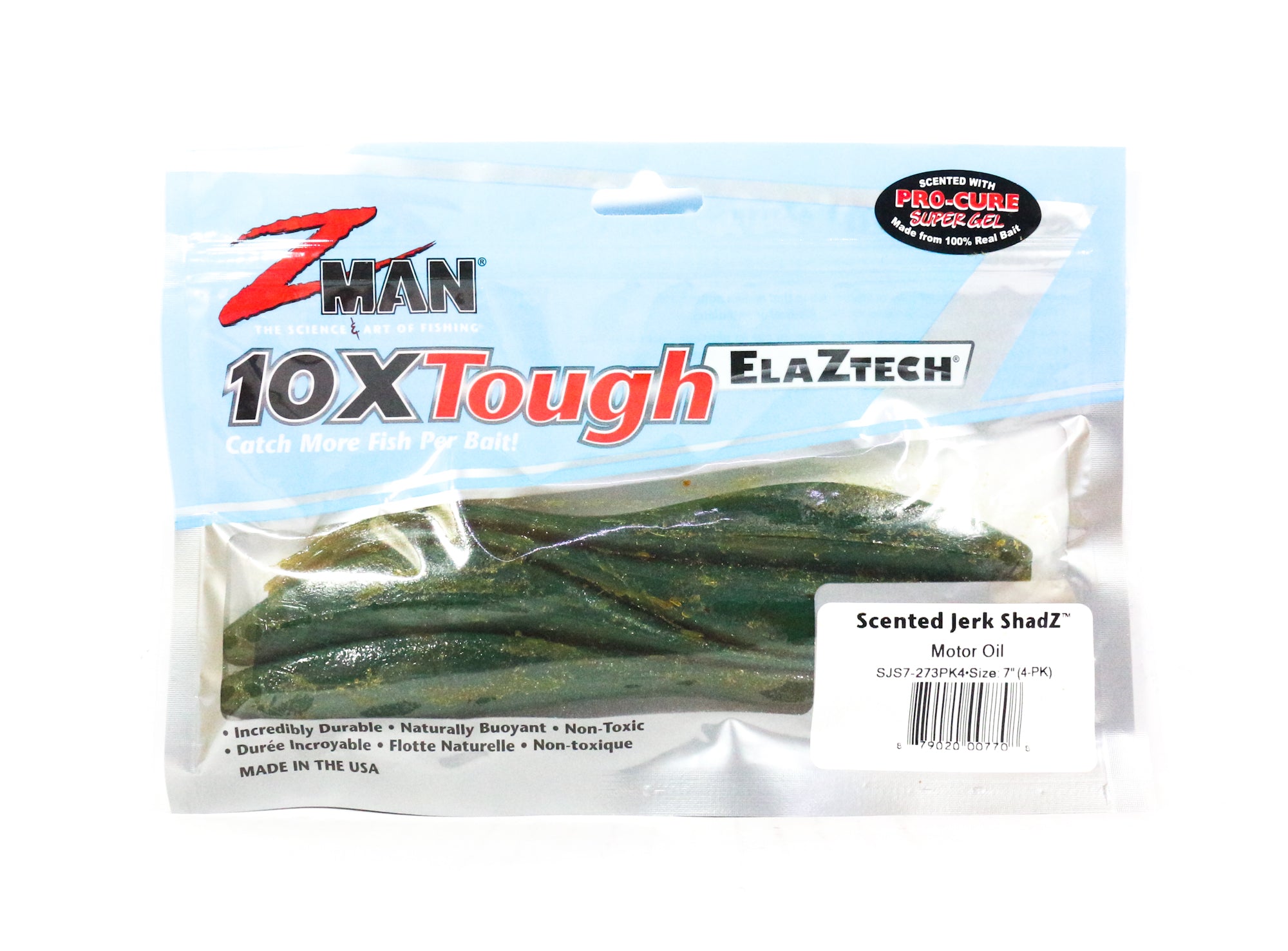 Zman Soft Lure Jerk ShadZ Scented 7 Inch 4/Pack Motor Oil (7708)