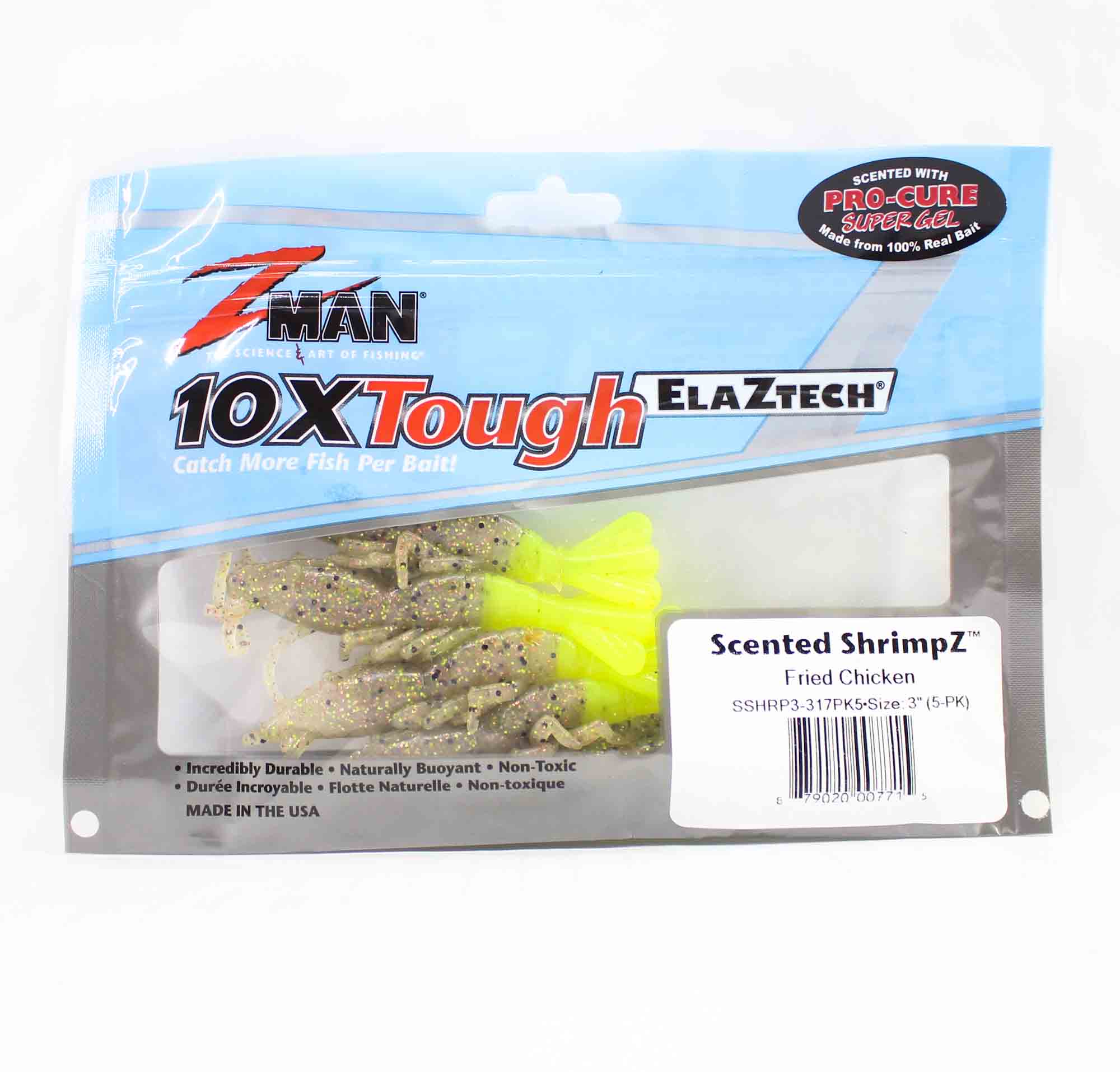 Zman Soft Lure Scented Shrimpz 3 Inch 5/Pack Fried Chicken (7715)