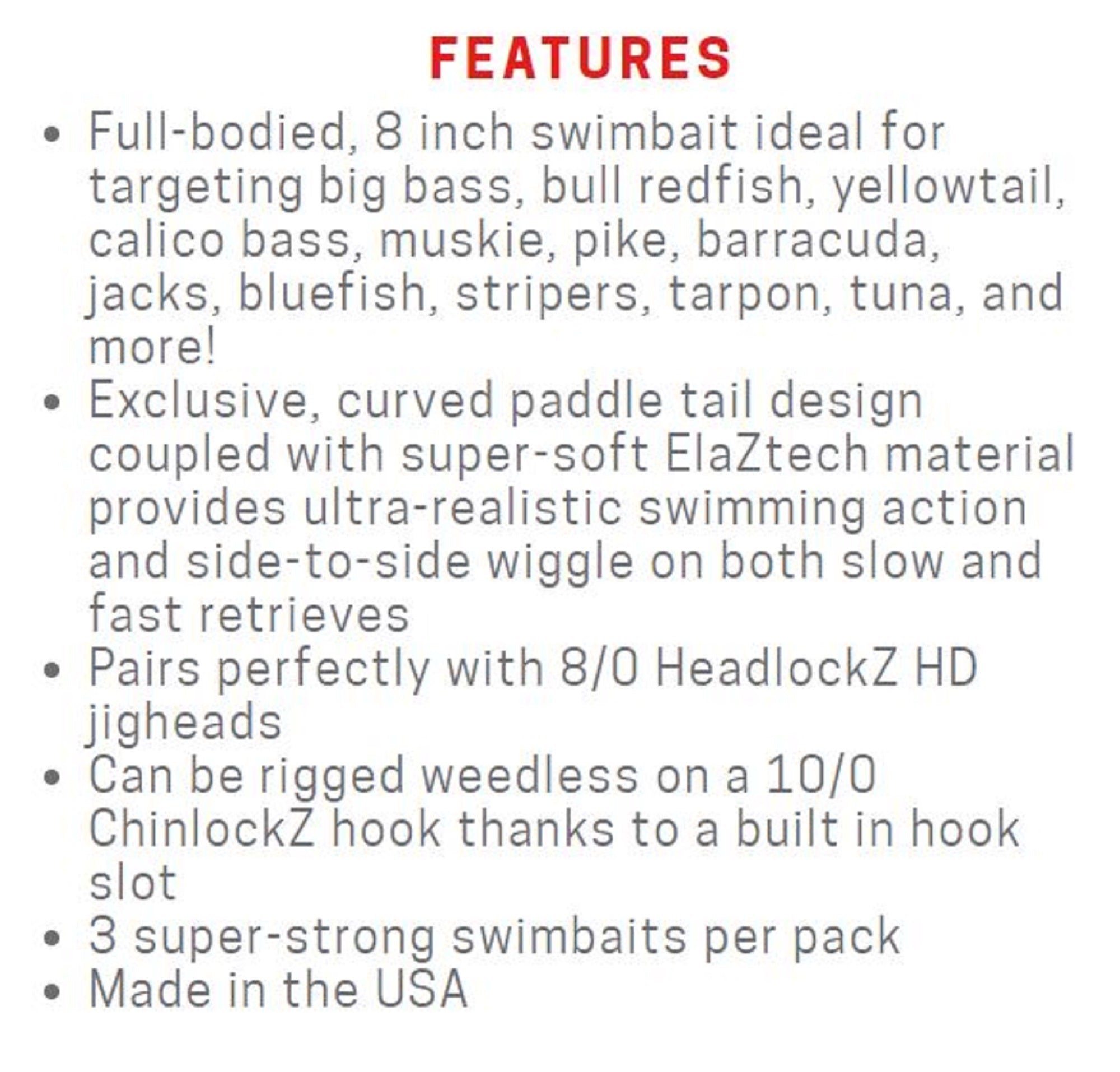 Zman Soft Lure Mag SwimZ 8 Inch 3/Pack Sexy Mullet (8088)