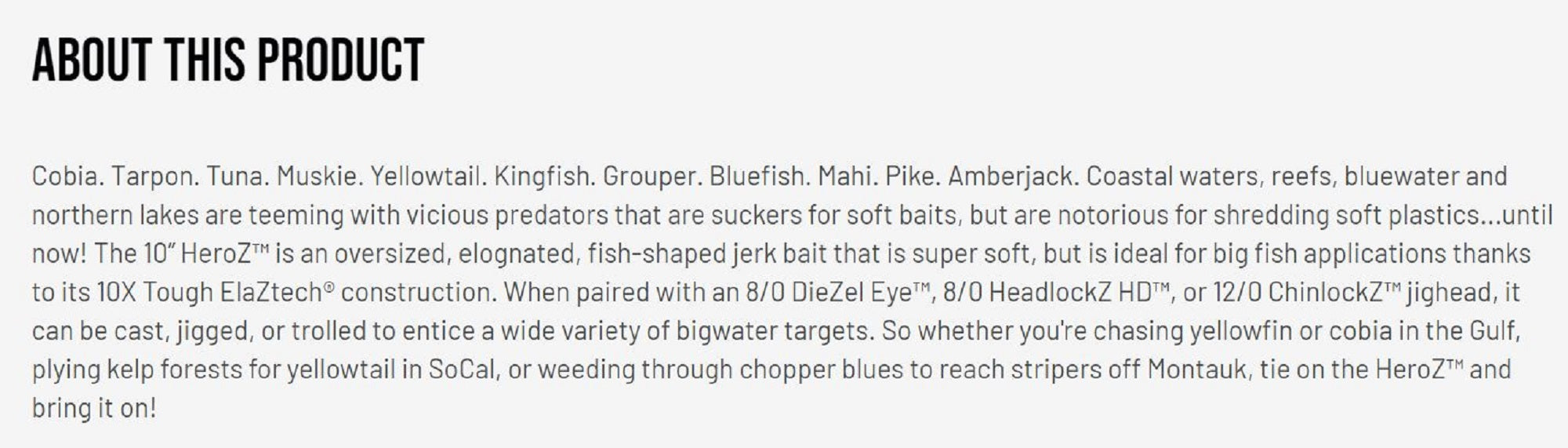 Zman Soft Lure HeroZ 10 Inch 3/Pack Nuked Pilchard Glow (8170)