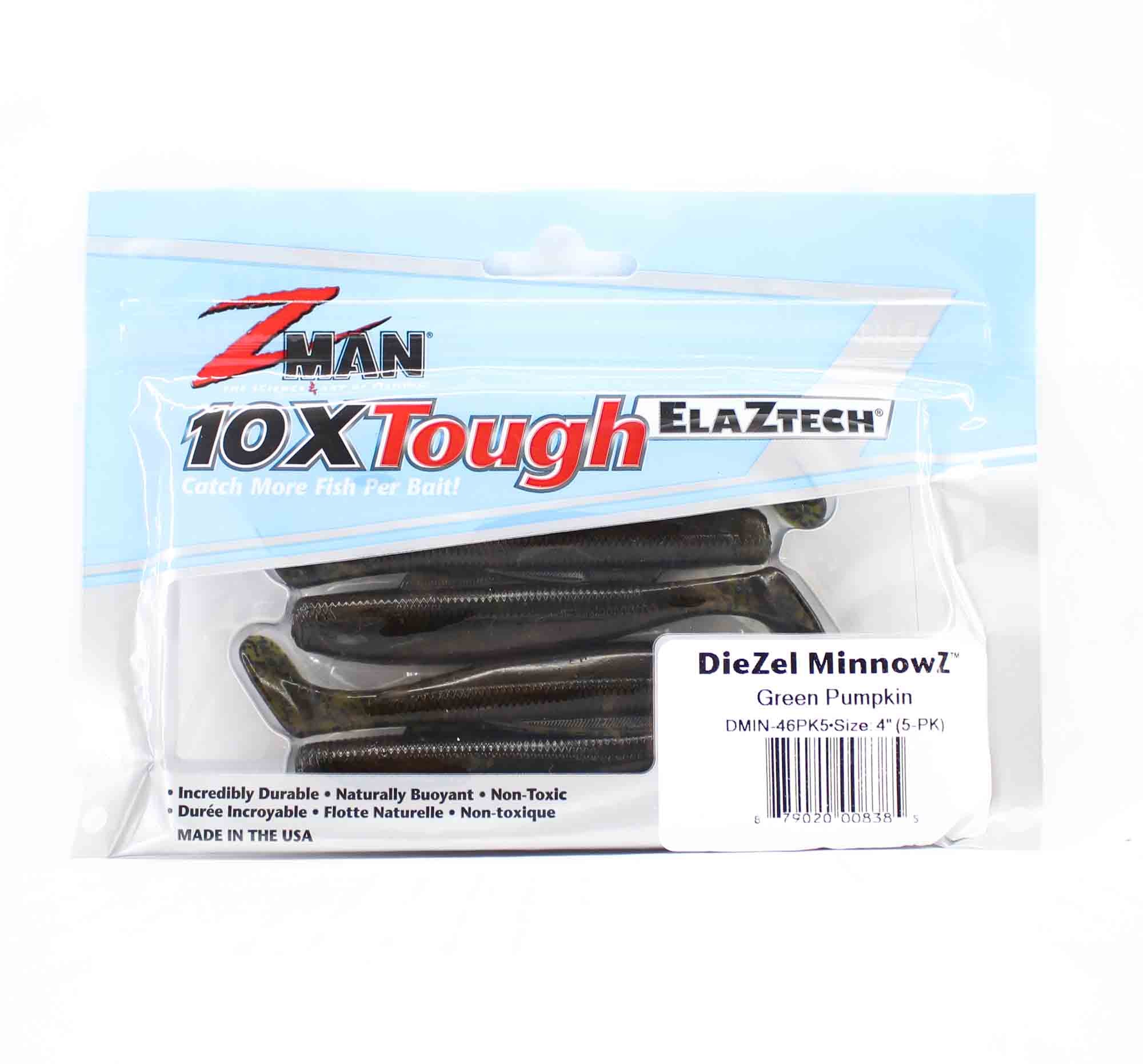Zman Soft Lure Diezel MinnowZ 4 Inch 5/Pack Green Pumpkin (8385)