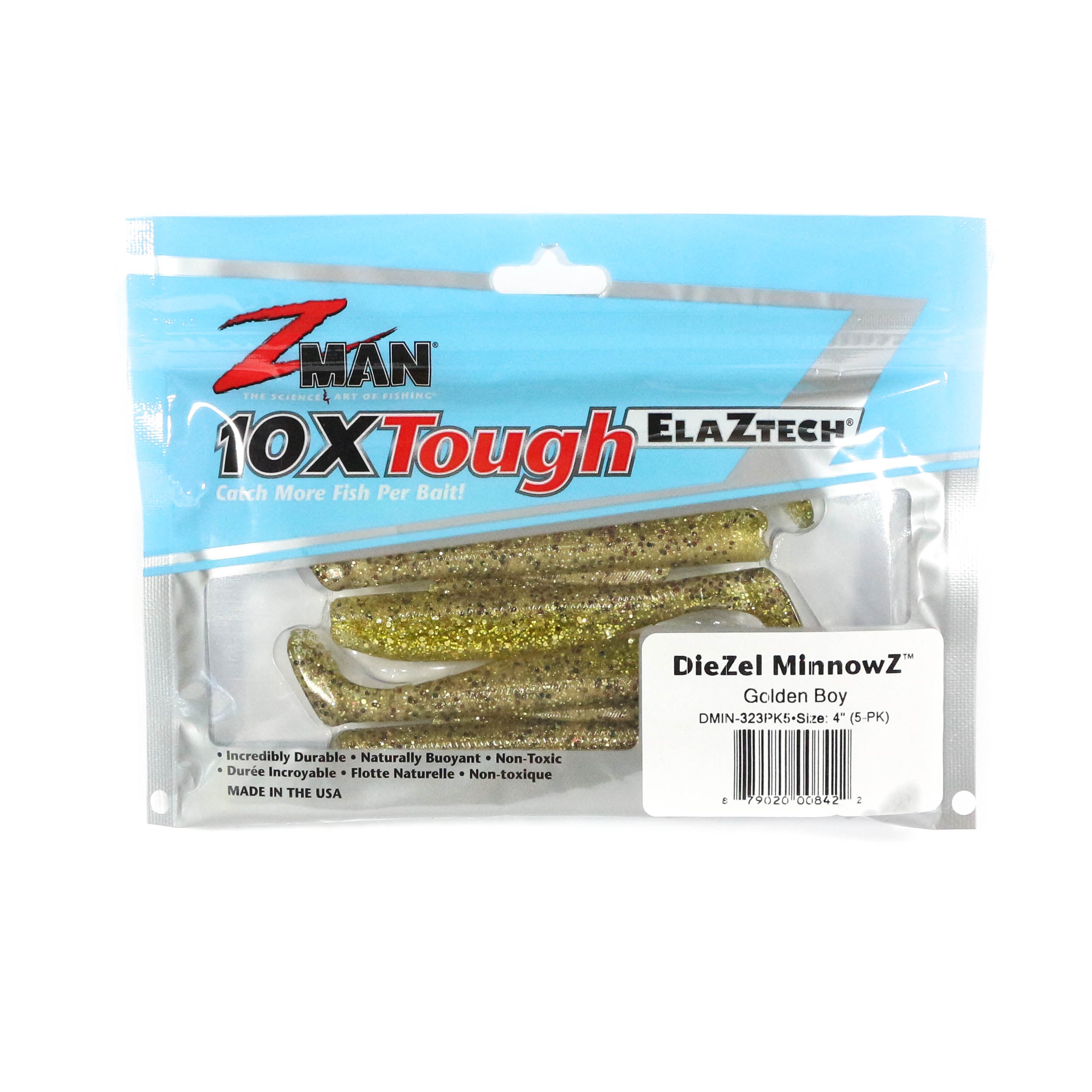 Zman Soft Lure Diezel MinnowZ 4 Inch 5/Pack Golden Boy (8422)