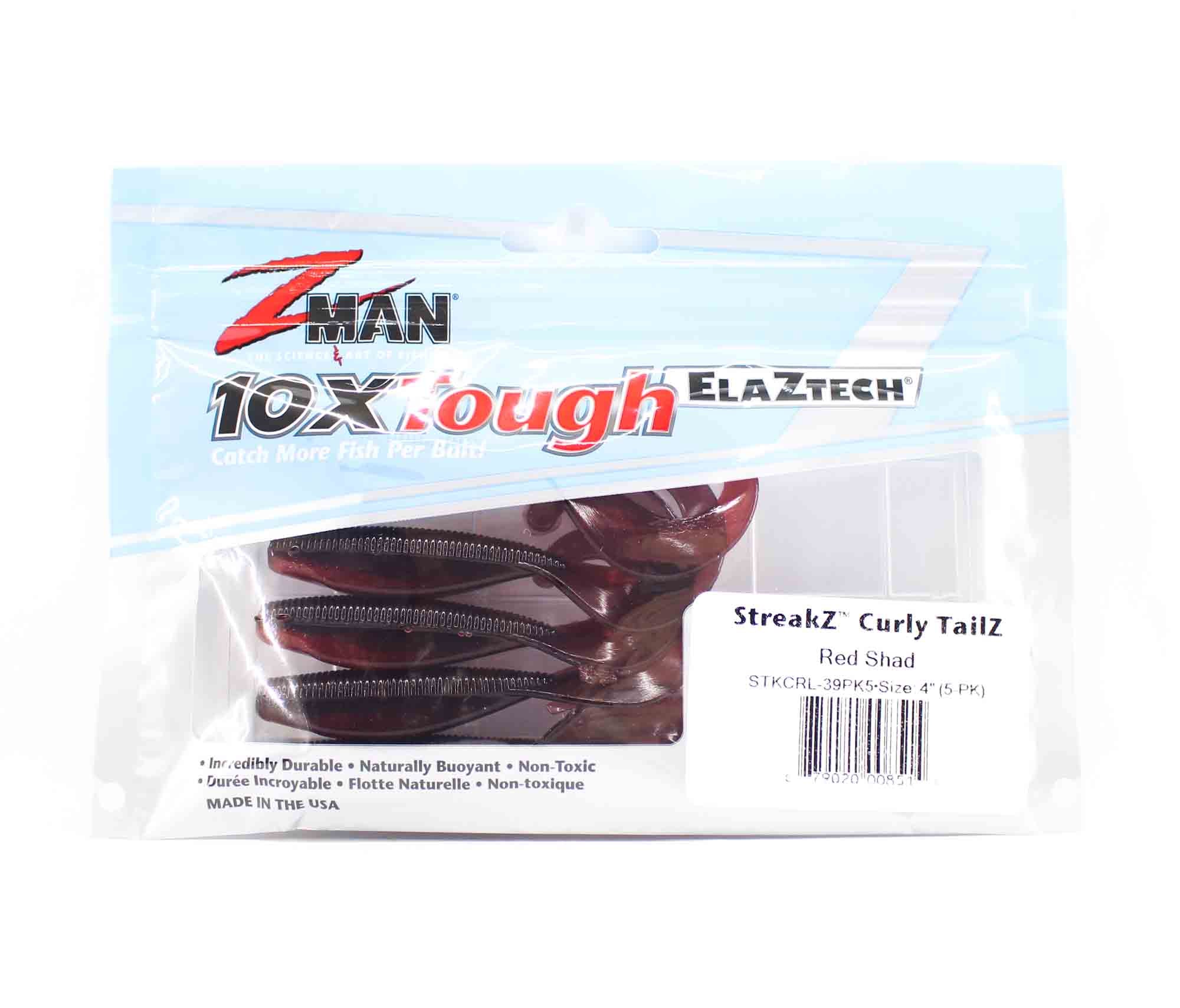 Zman Soft Lure StreakZ Curly 4 Inch 5/Pack Red Shad (8514)