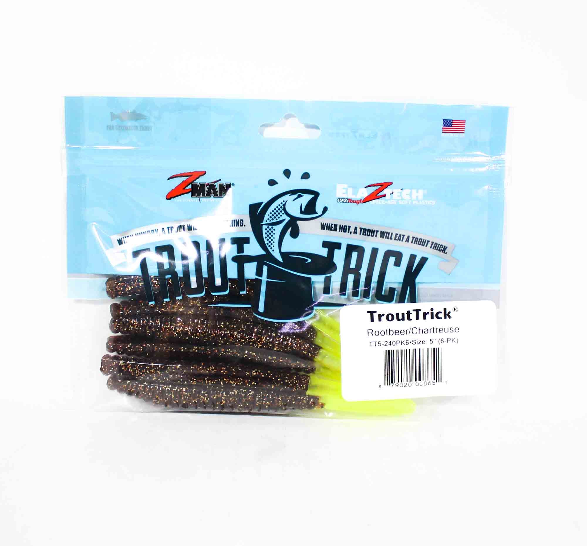 Zman Soft Lure Trout Trick 5 Inch 6/Pack Rootbeer Chart Tail (8651)