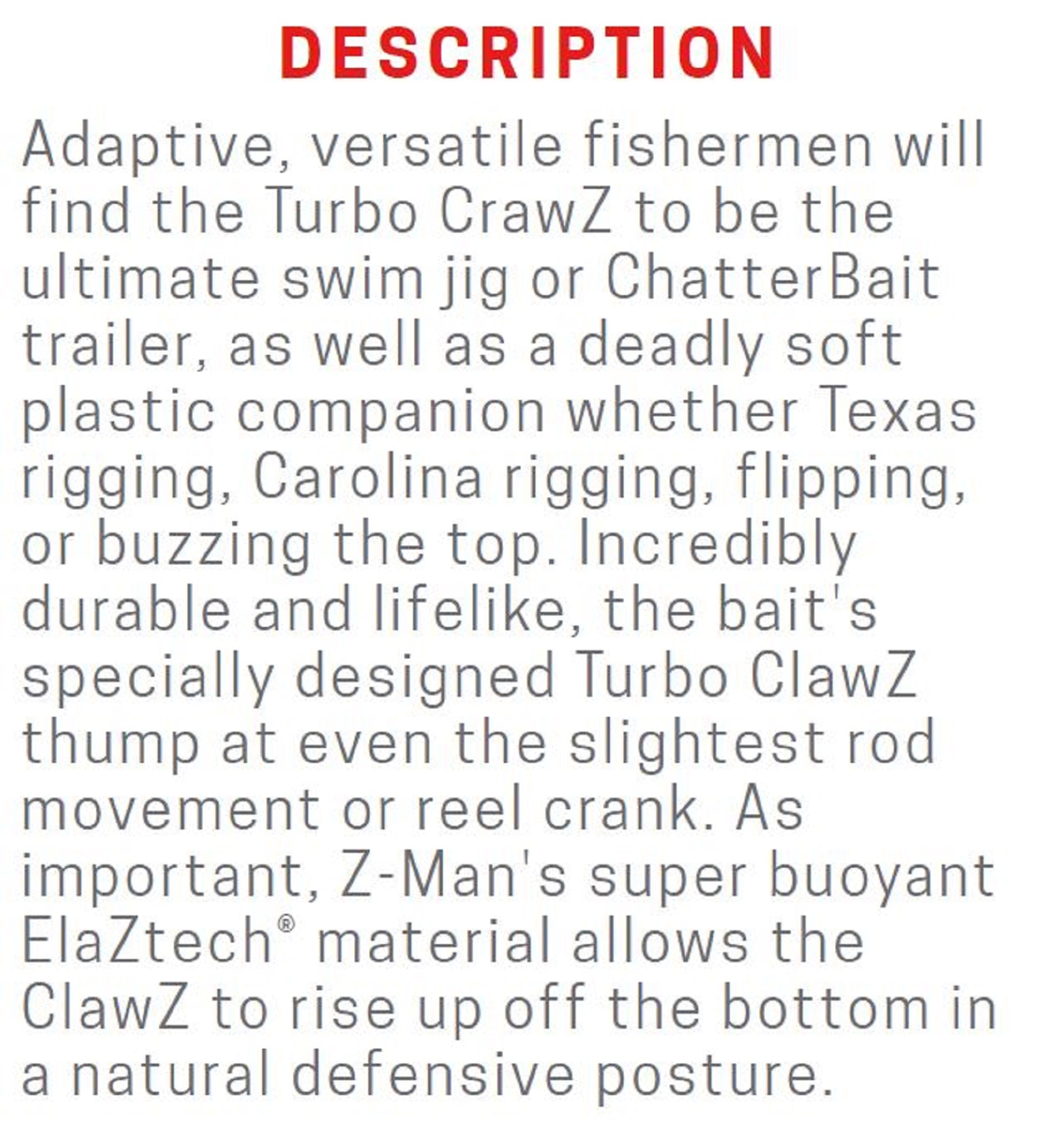 Zman Soft Lure Turbo CrawZ 4 Inch 6/Pack Canada Craw (8712)
