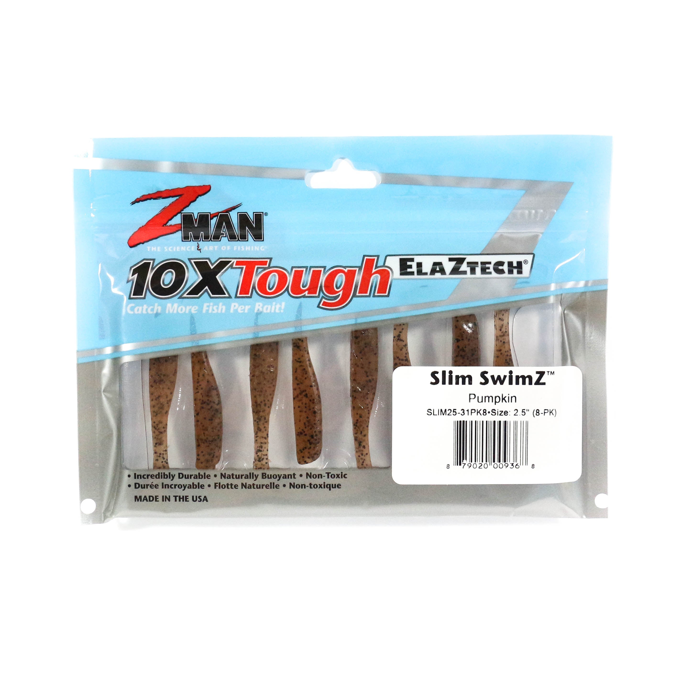 Zman Soft Lure Slim SwimZ 2.5 Inch 8/Pack Pumpkin (9368)