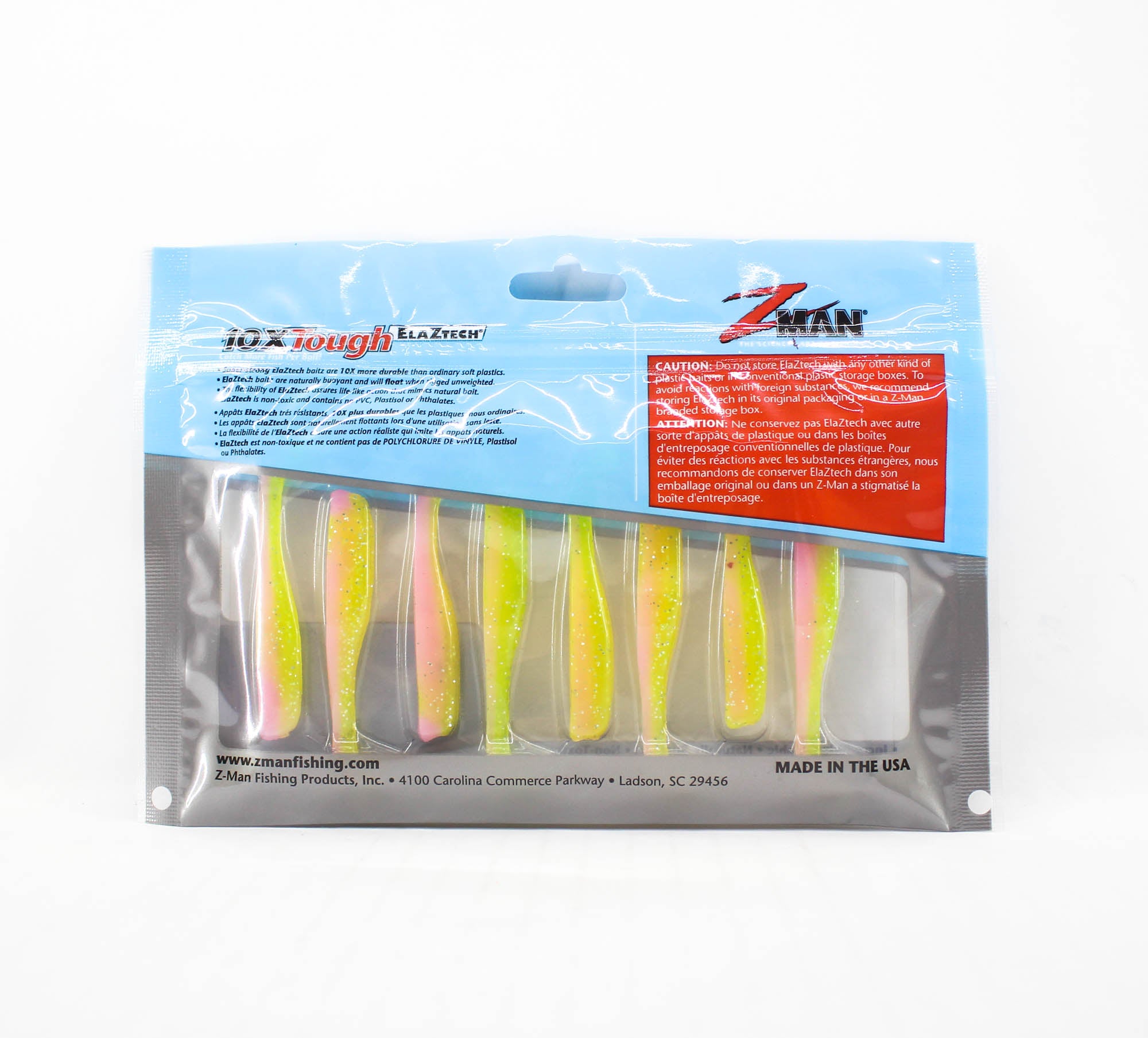 Zman Soft Lure Slim SwimZ 2.5 Inch 8/Pack Electric Chicken (9382)