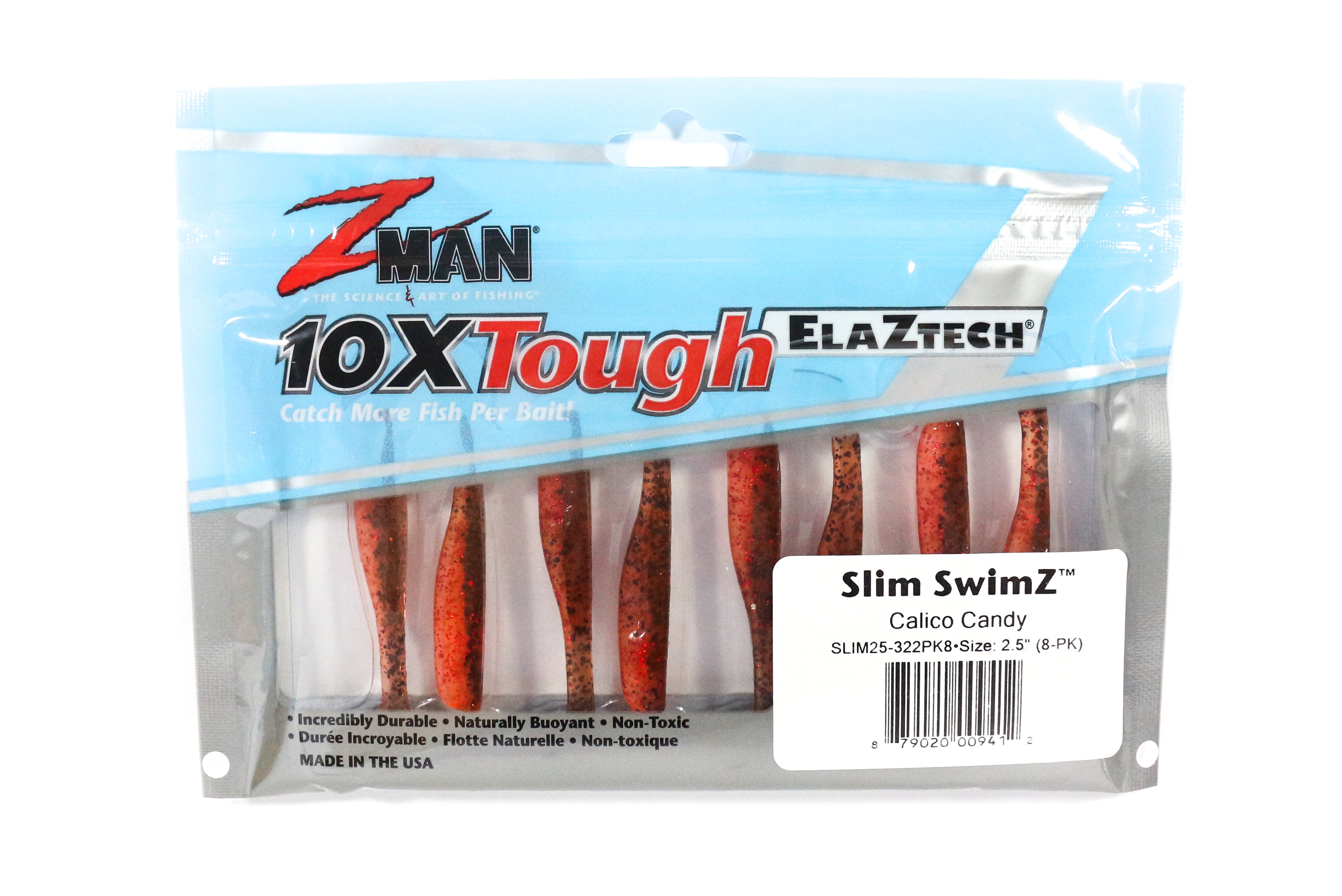 Zman Soft Lure Slim SwimZ 2.5 Inch 8/Pack Calico Candy (9412)