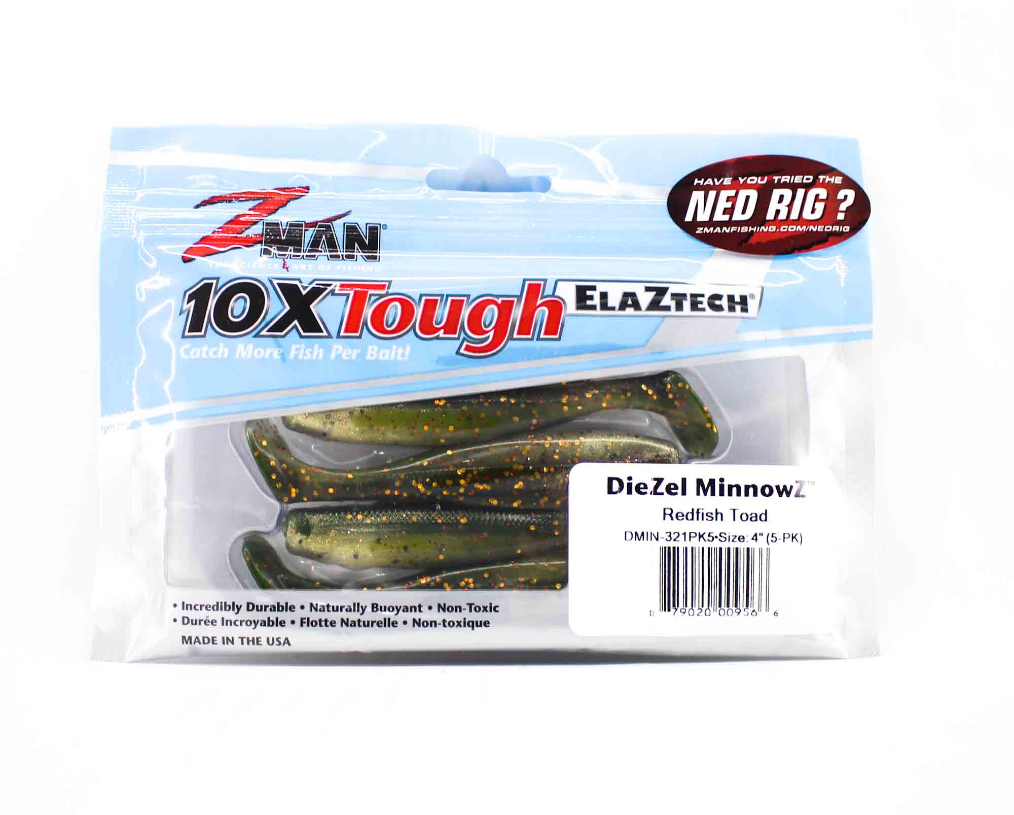 Zman Soft Lure Diezel MinnowZ 4 Inch 5/Pack Red Fish Toad (9566)