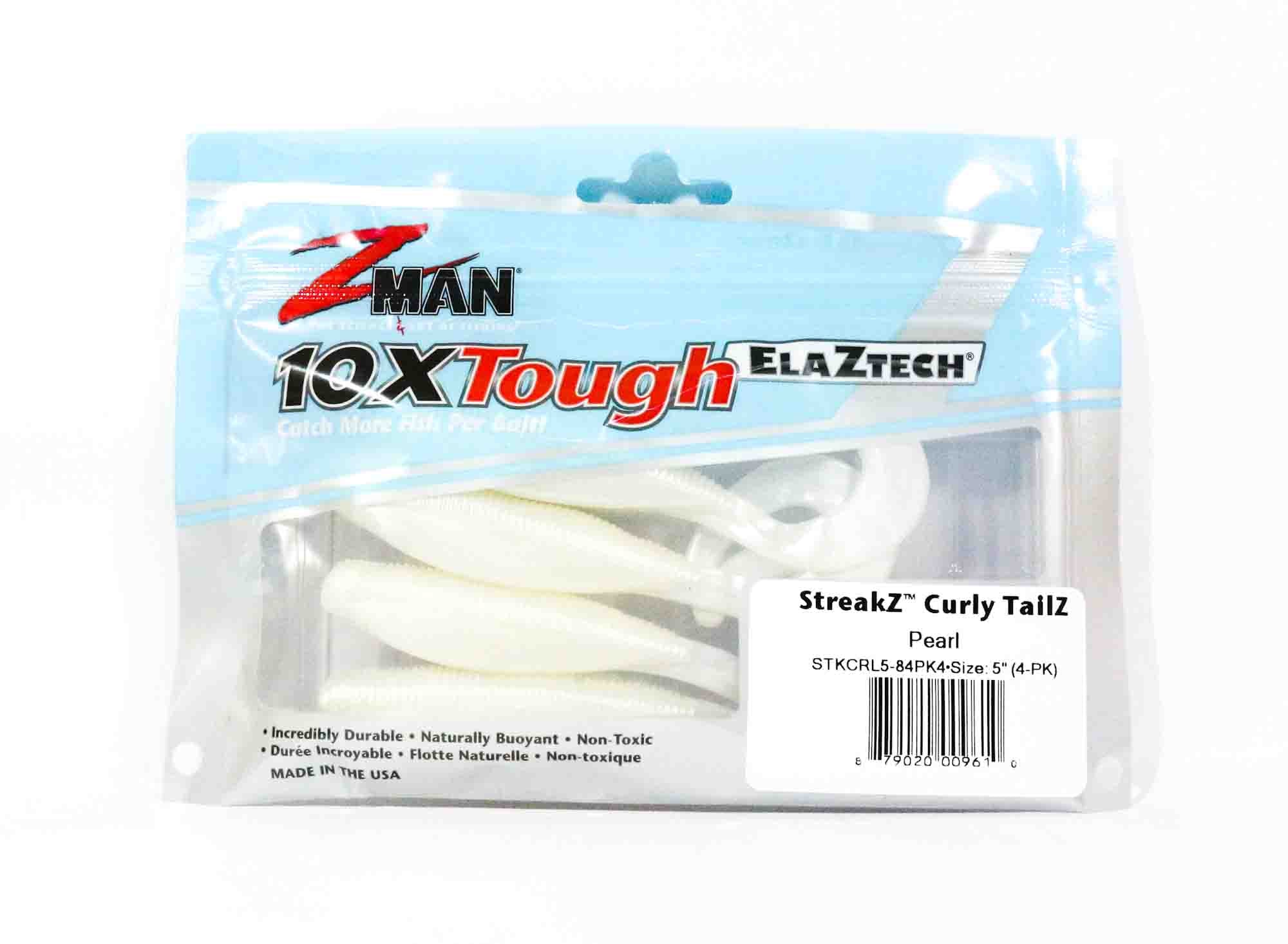 Zman Soft Lure StreakZ Curly TailZ 5 Inch 4/Pack Pearl (9610)