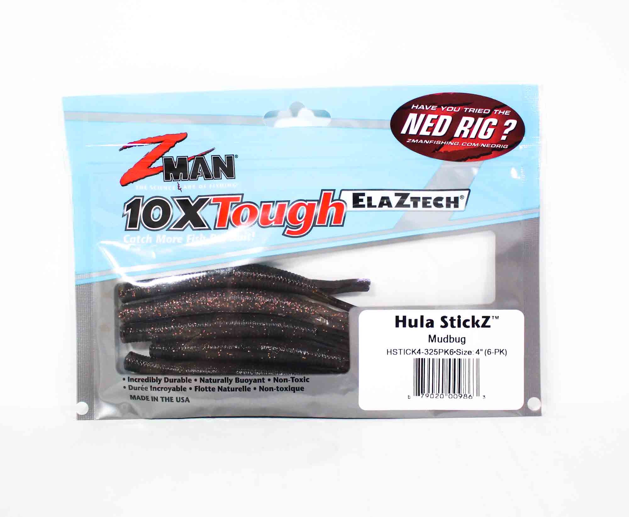 Zman Soft Lure Hula Stickz 4 Inch 6/Pack Mudbug (9863)