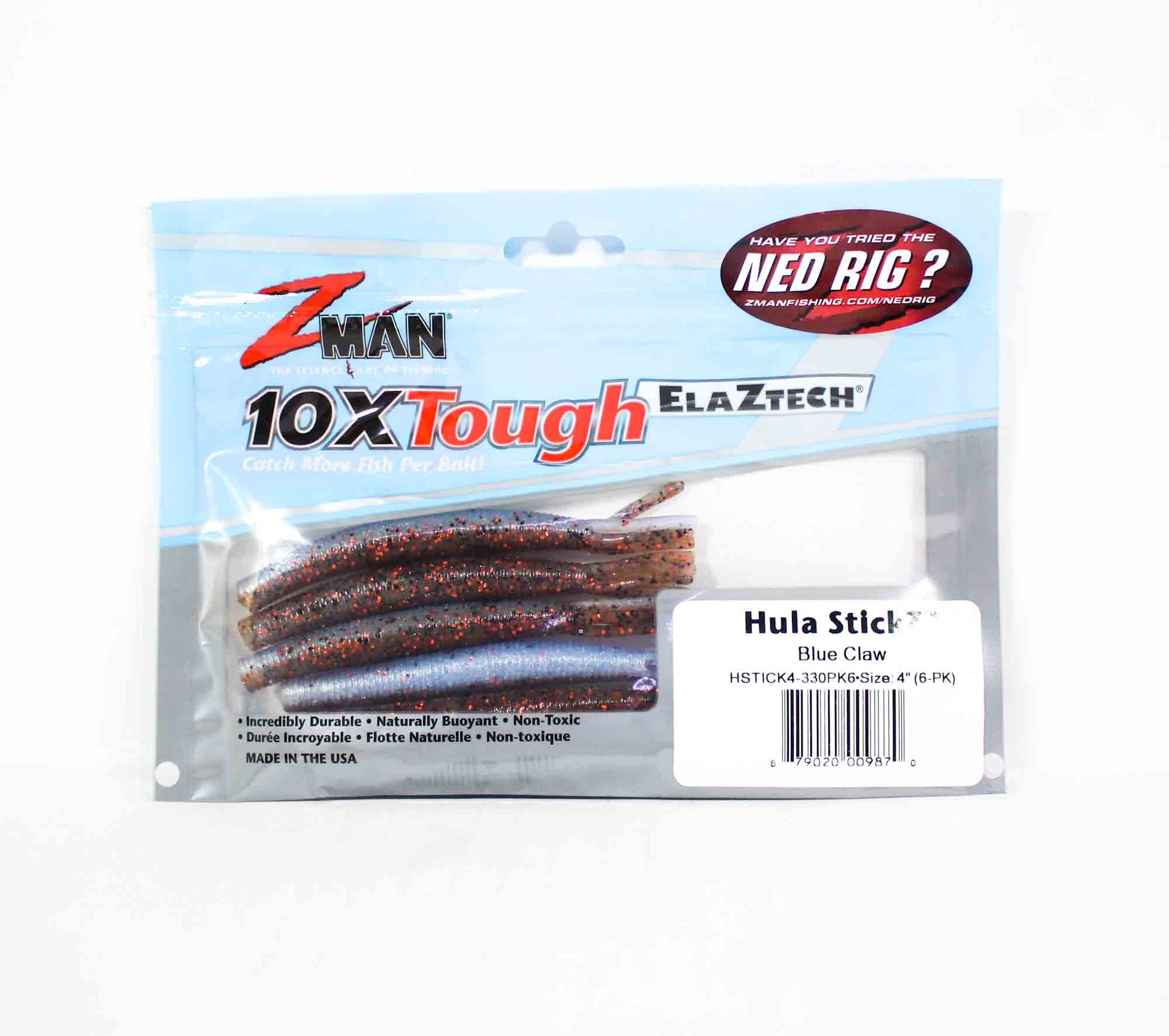 Zman Soft Lure Hula Stickz 4 Inch 6/Pack Blue Claw (9870)