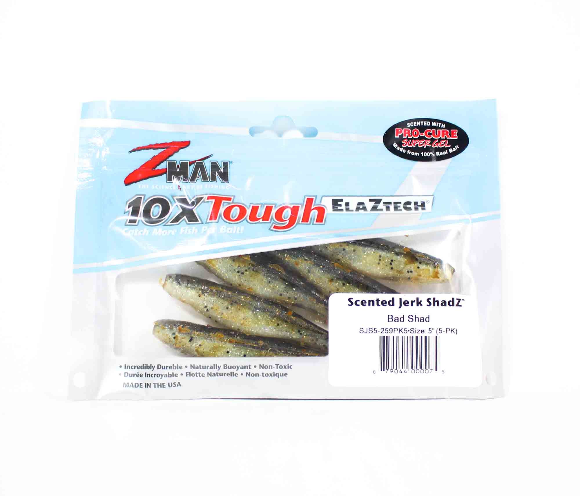 Zman Soft Lure Jerk ShadZ 5 Inch 5/Pack Bad Shad (0075)