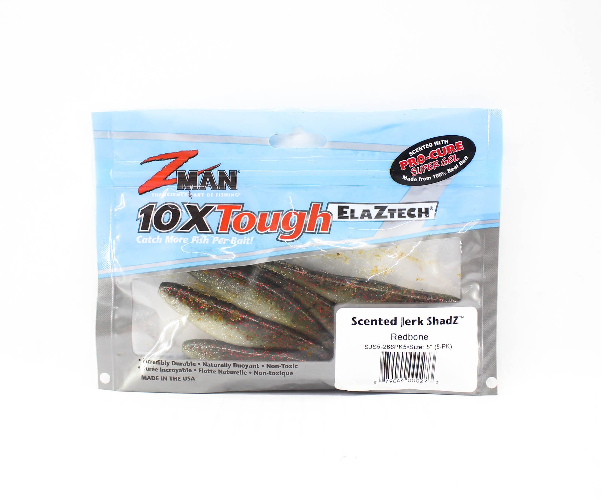Zman Soft Lure Jerk ShadZ Scented 5 Inch 5/Pack Red Bone (0273)