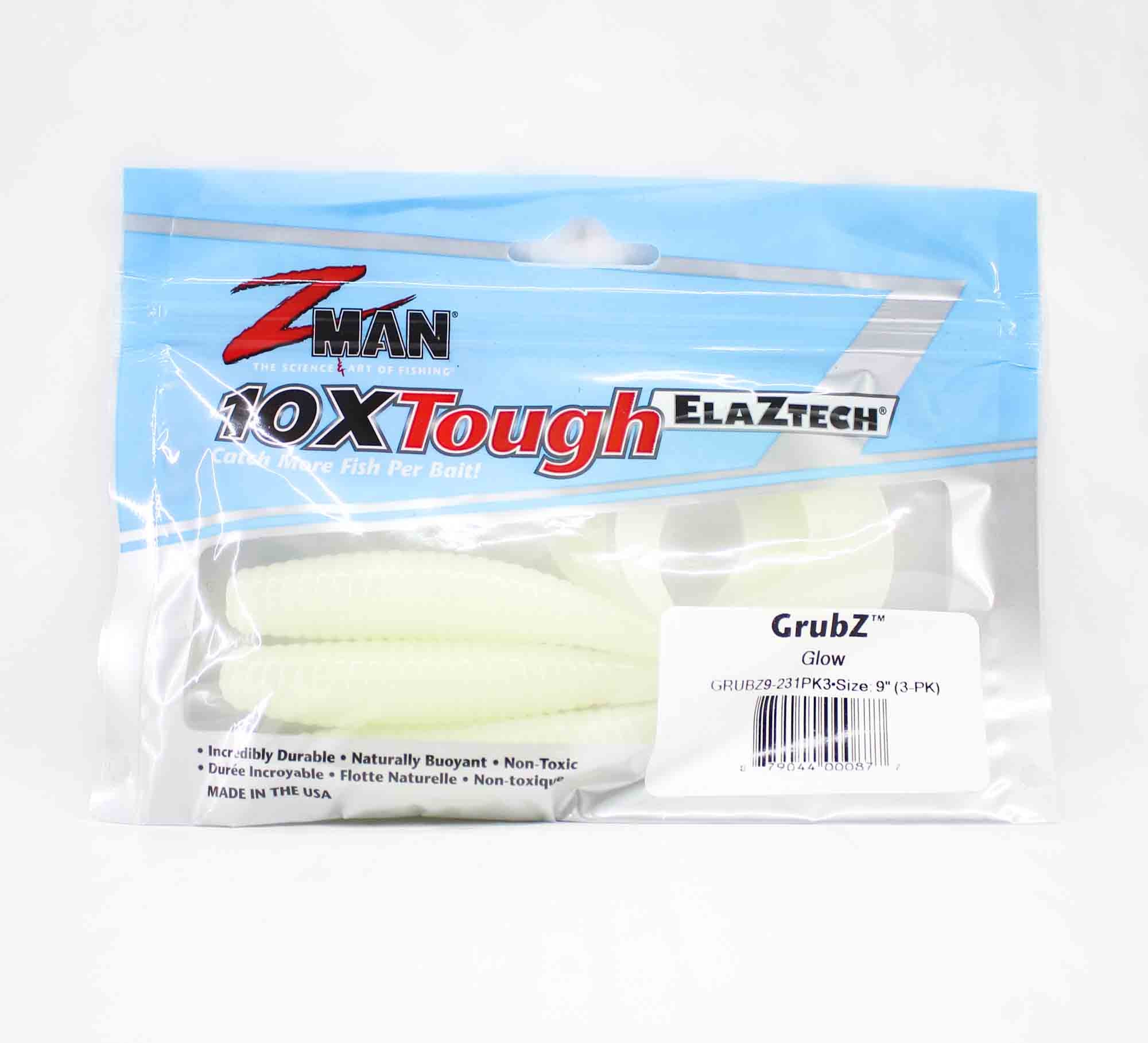 Zman Soft Lure GrubZ 9 Inch 3/Pack Glow (0877)