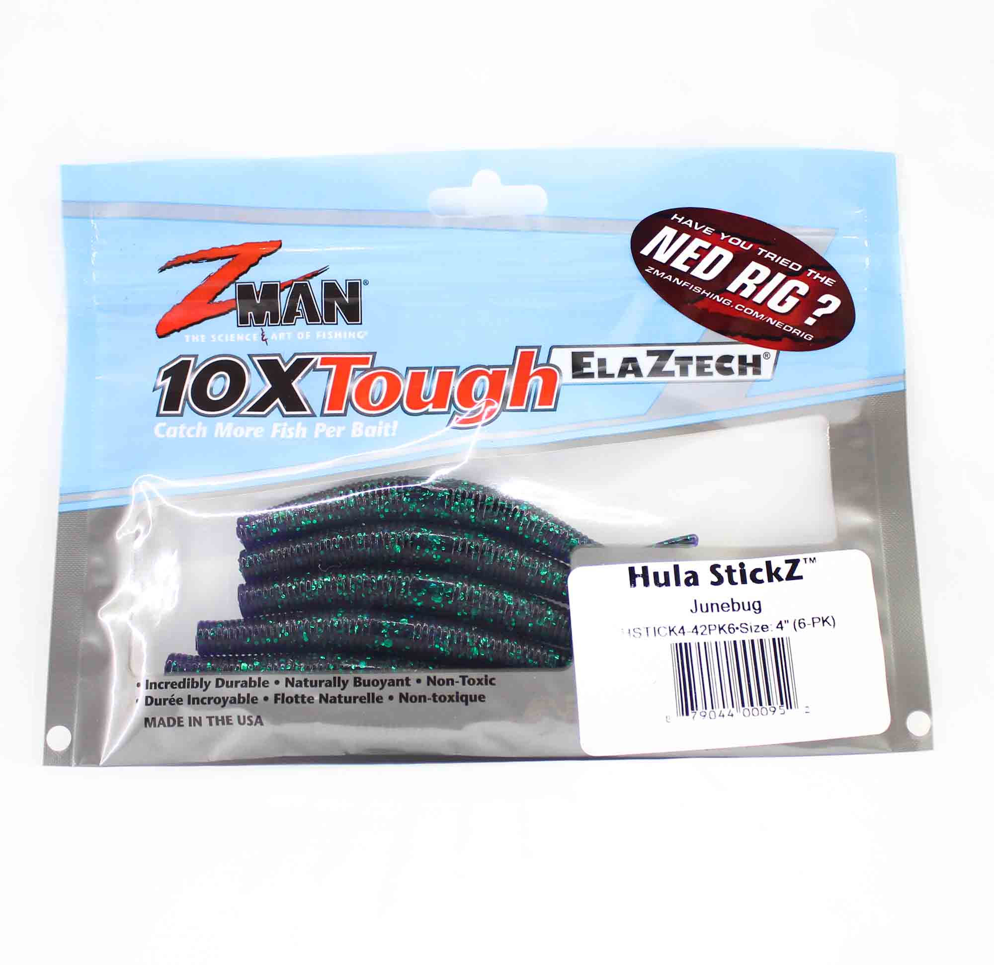 Zman Soft Lure Hula Stickz 4 Inch 6/Pack Junebug (0952)
