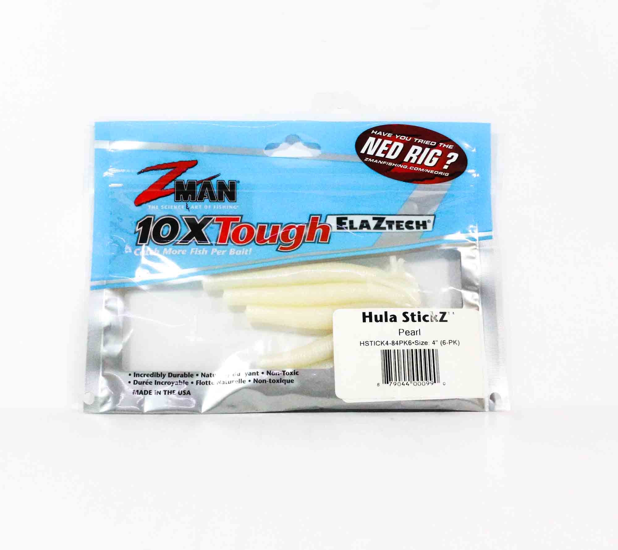 Zman Soft Lure Hula Stickz 4 Inch 6/Pack Pearl (0990)