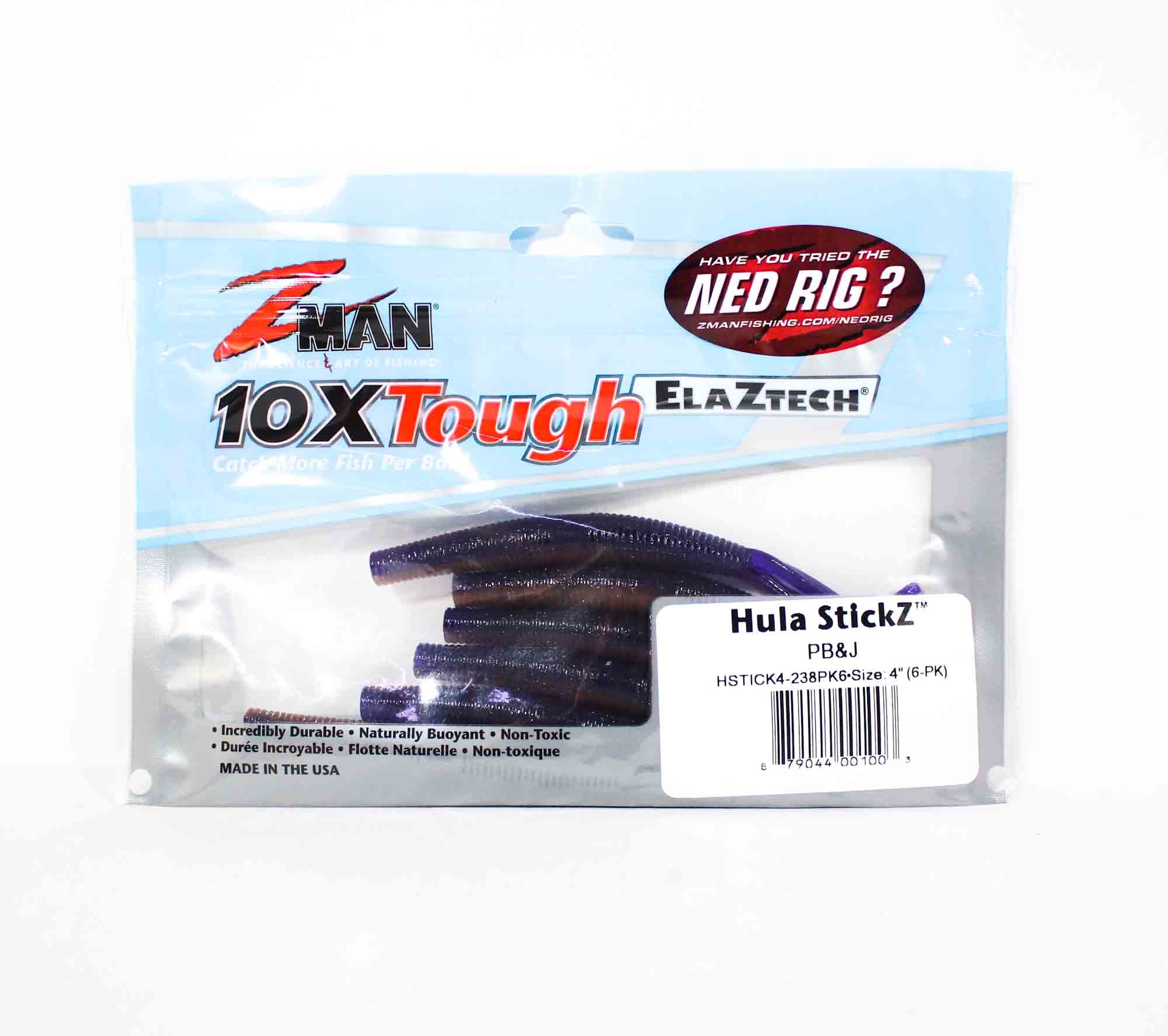 Zman Soft Lure Hula Stickz 4 Inch 6/Pack PB & J (1003)