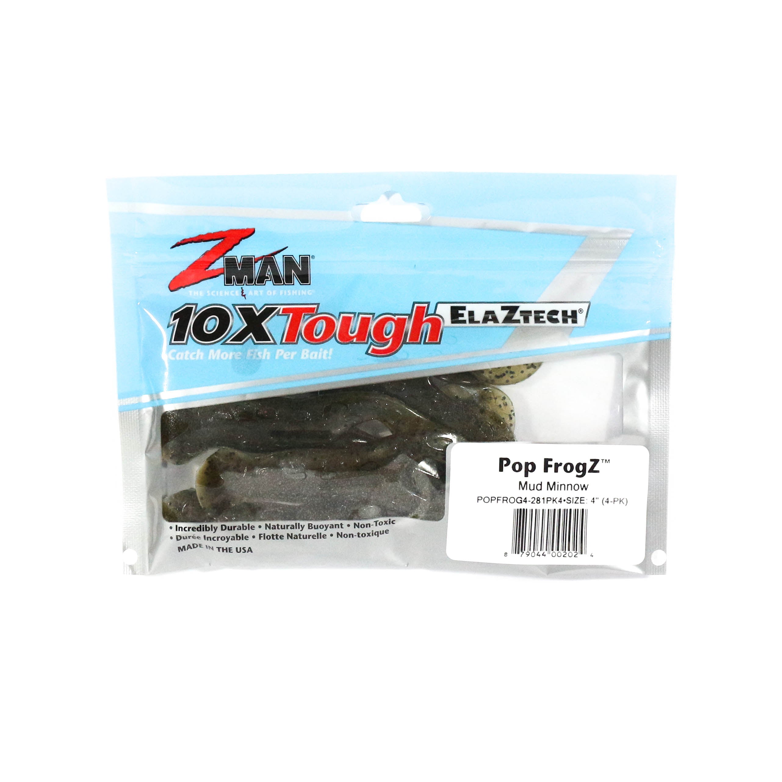 Zman Soft Lure Pop FrogZ 4 Inch 4/Pack Mud Minnow (2024)