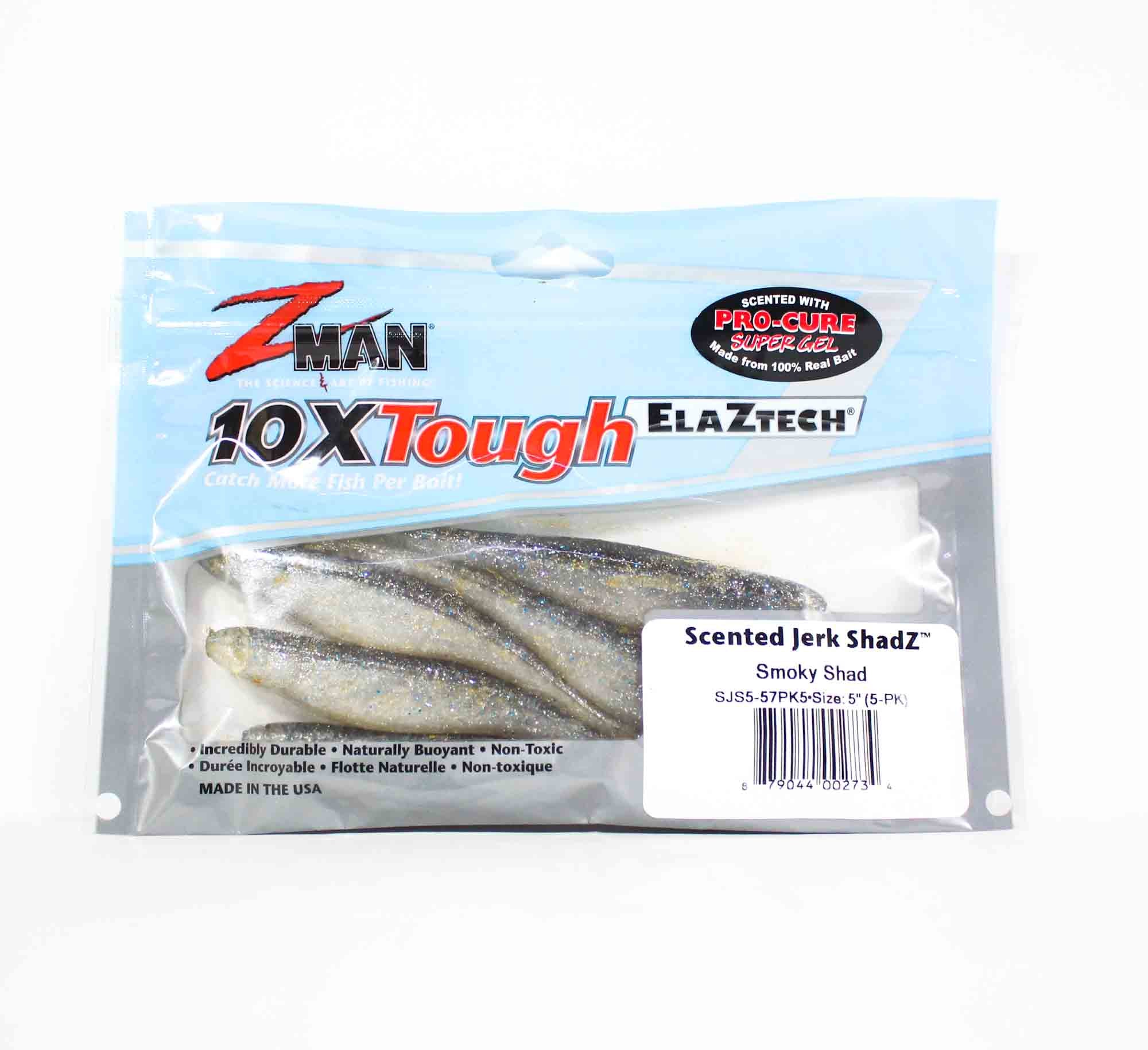 Zman Soft Lure Jerk ShadZ 5 Inch 5/Pack Smoky Shad (2734)