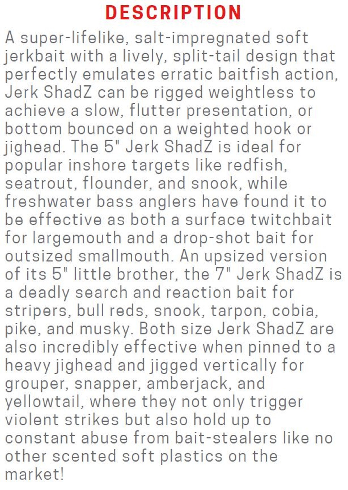 Zman Soft Lure Jerk ShadZ 4 Inch 5/Pack Gitter Done (3908)