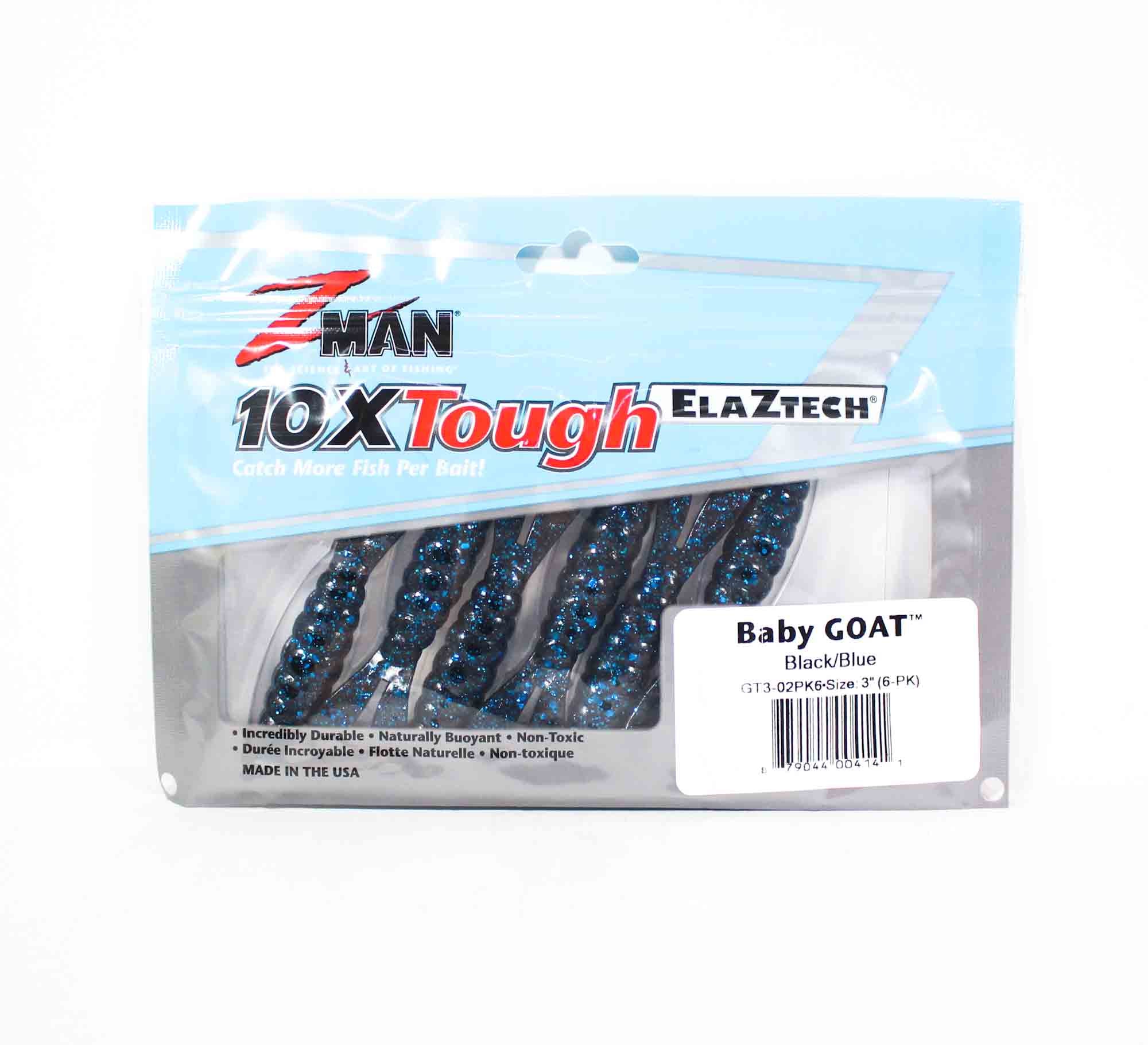 Zman Soft Lure Baby Goat 3 Inch 6/Pack Black Blue (4141)