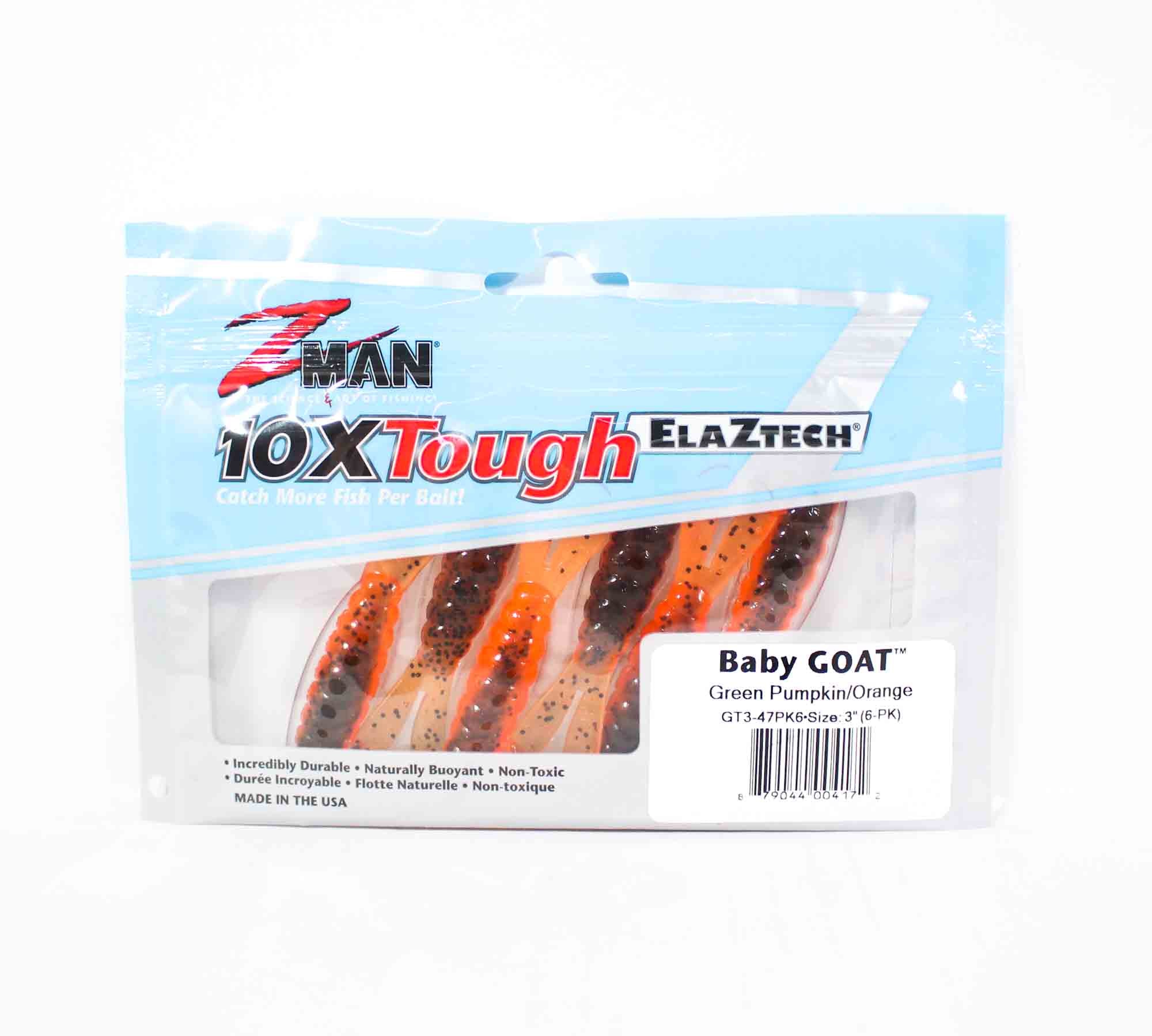 Zman Soft Lure Baby Goat 3 Inch 6/Pack Green Pumpkin Orange (4172)