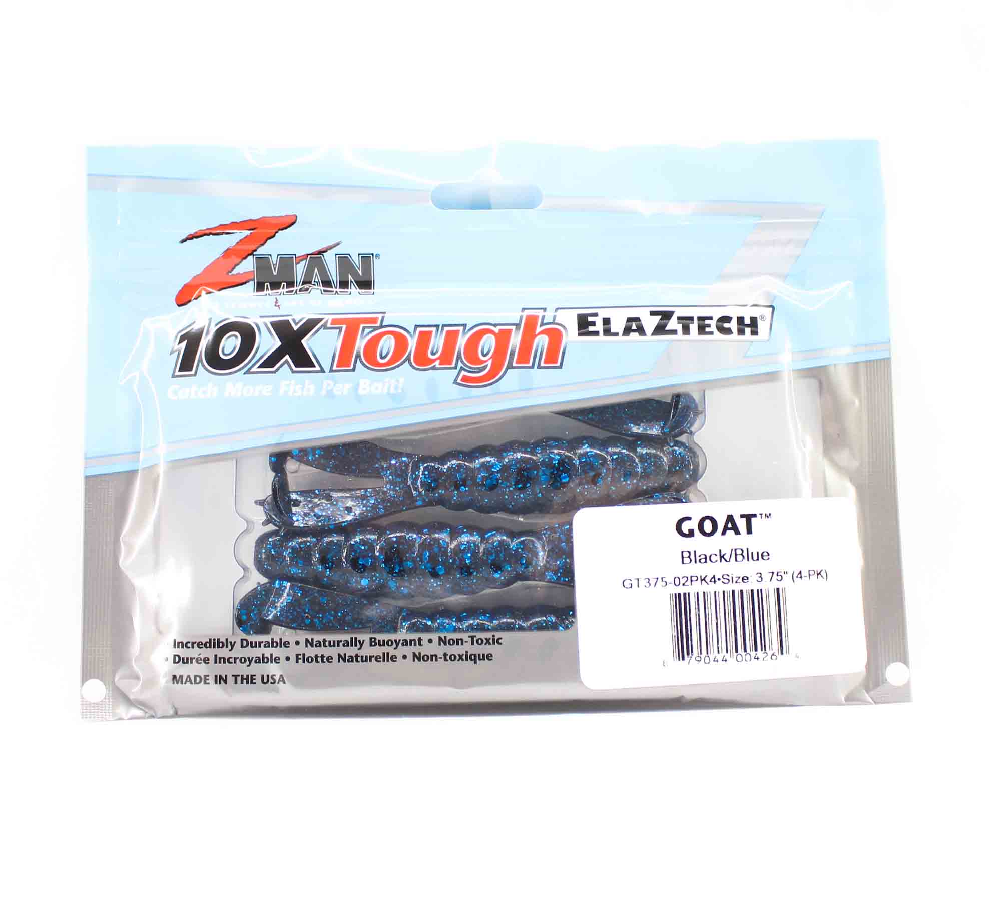 Zman Soft Lure Goat 3.75 Inch 4/Pack Black/Blue (4264)