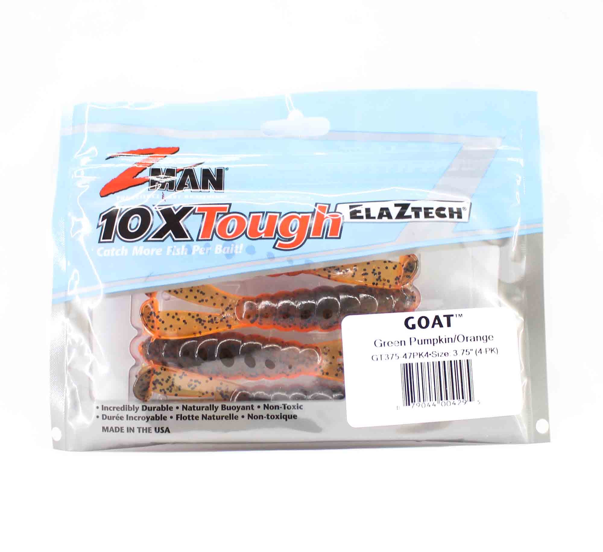 Zman Soft Lure Goat 3.75 Inch 4/Pack Green Pumpkin/Orange (4295)