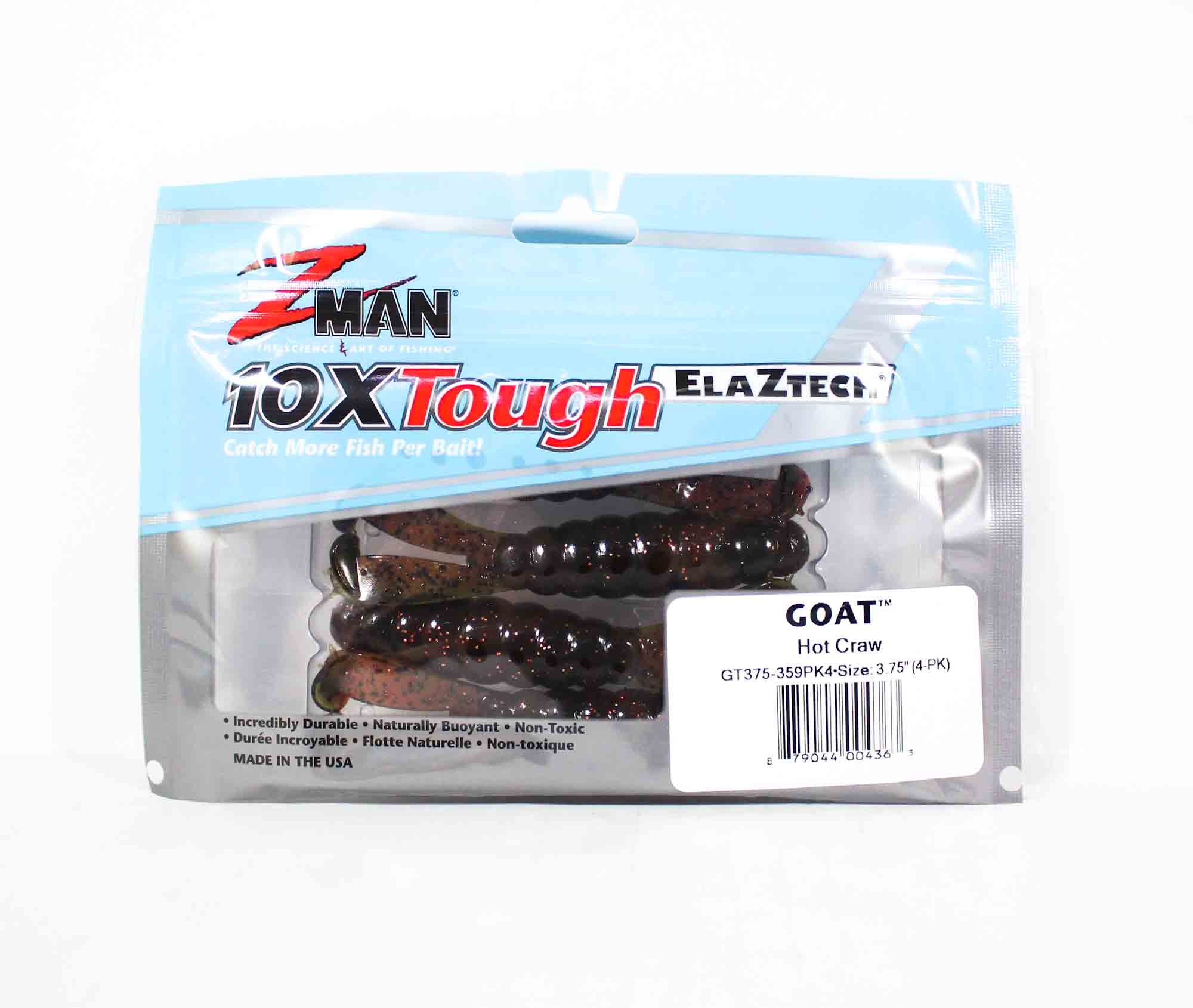 Zman Soft Lure Goat 3.75 Inch 4/Pack Hot Craw (4363)
