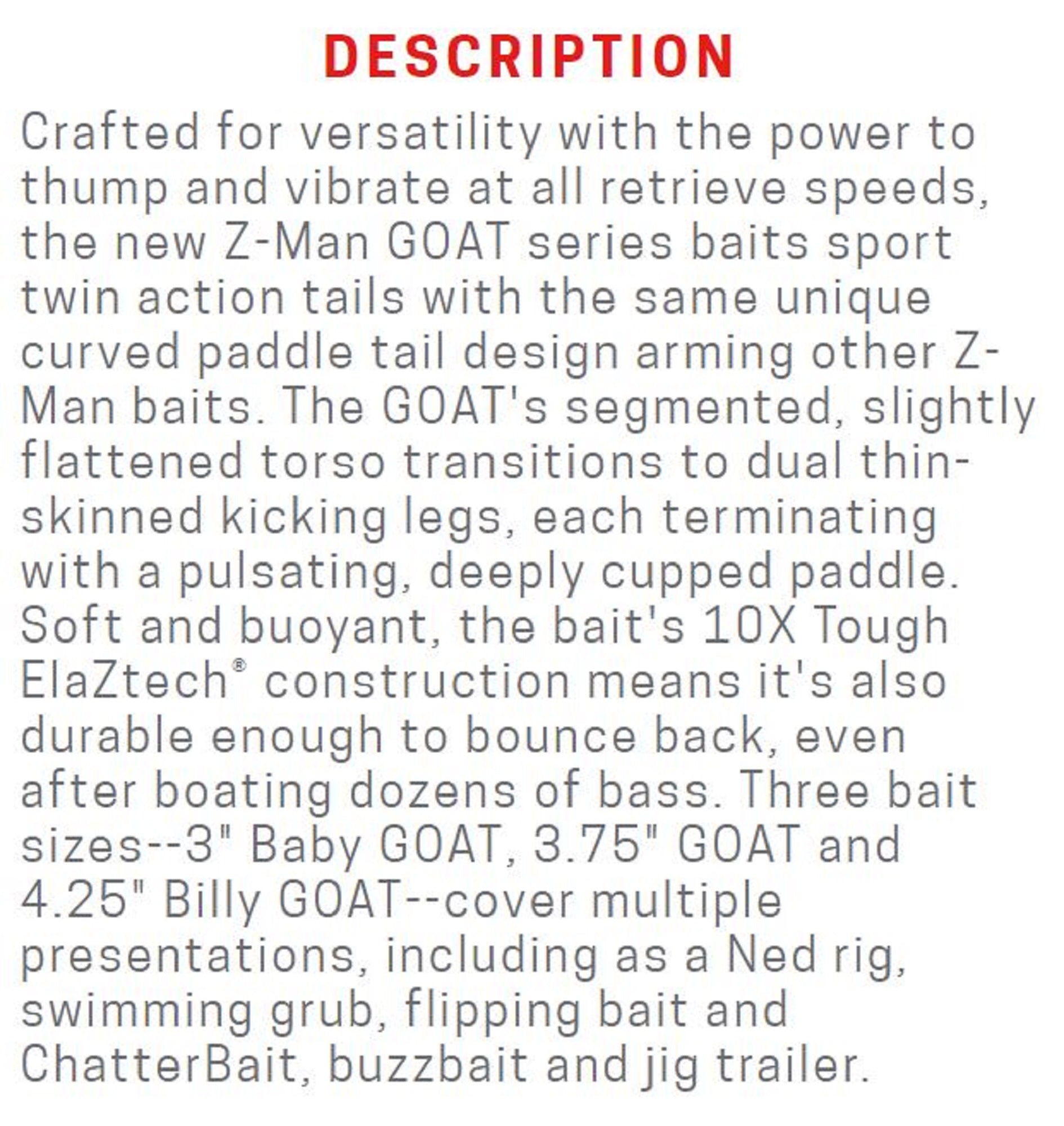 Zman Soft Lure Billy Goat 4.25 Inch 3/Pack Pearl (4660)