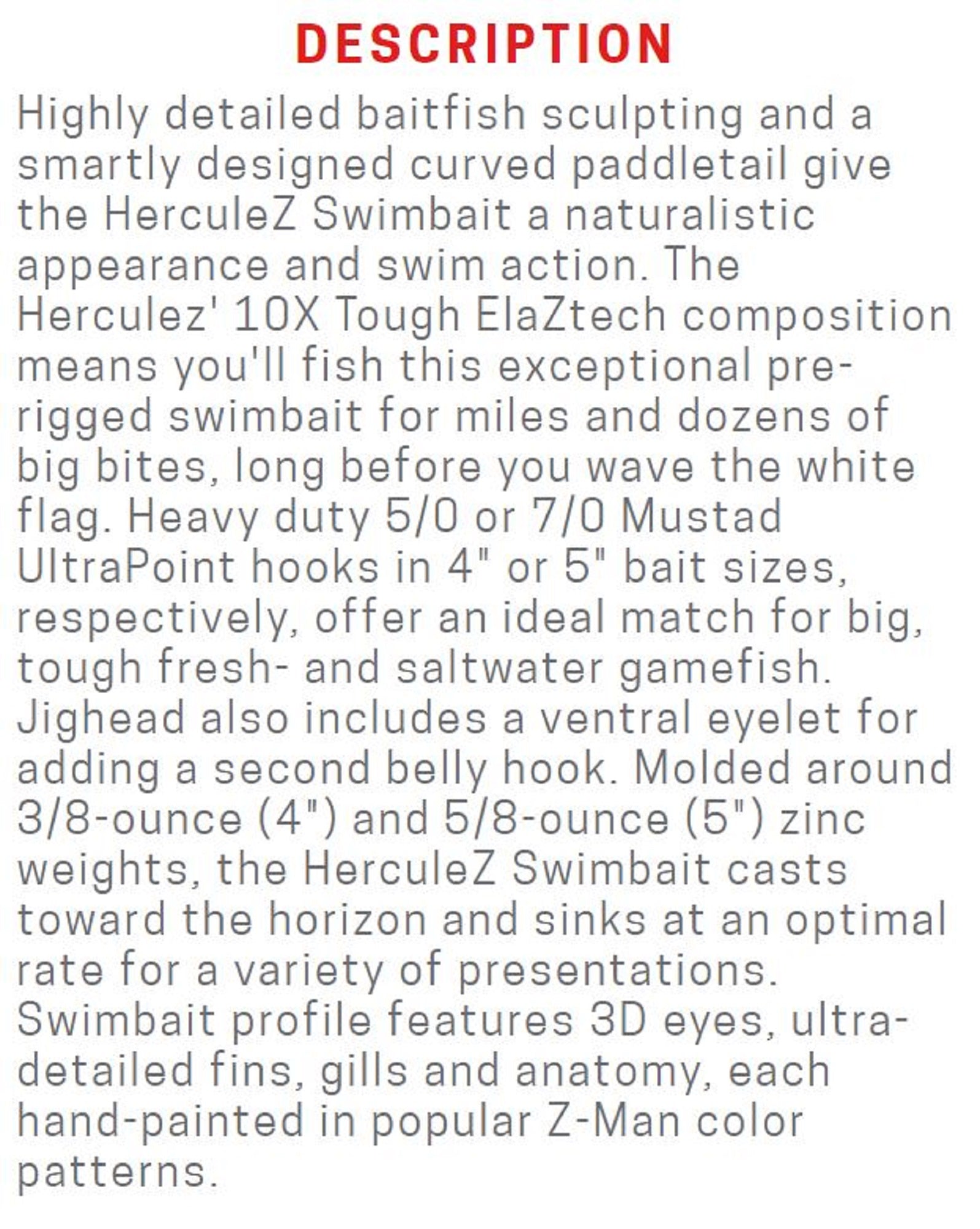 Zman Soft Lure Herculez Swimbait 5 Inch Shiner (5179)