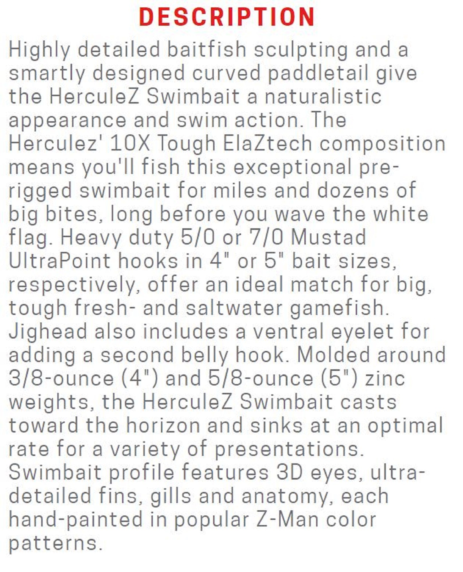 Zman Soft Lure Herculez Swimbait 5 Inch Gold Rush (5193)