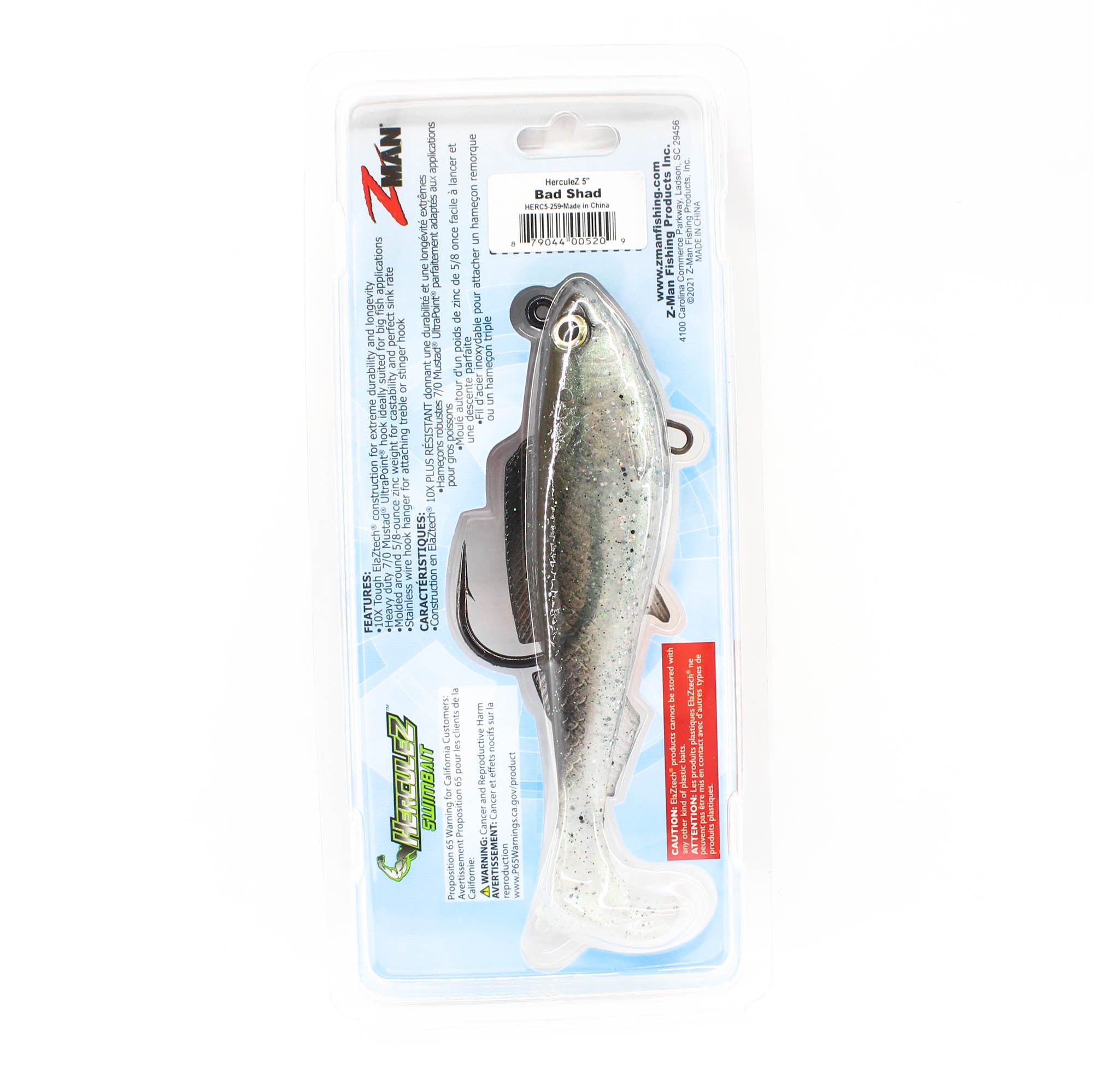 Zman Soft Lure Herculez Swimbait 5 Inch Bad Shad (5209)
