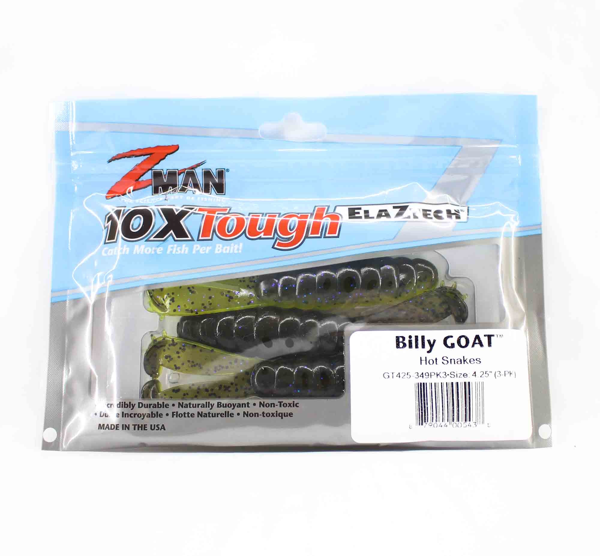 Zman Soft Lure Billy Goat 4.25 Inch 3/Pack Hot Snakes (5438)