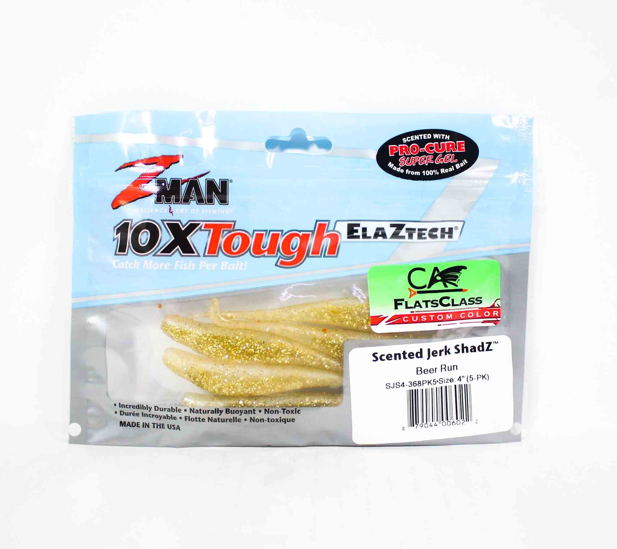 Zman Soft Lure Jerk ShadZ Scented 4 Inch 5/Pack Beer Run (6022)