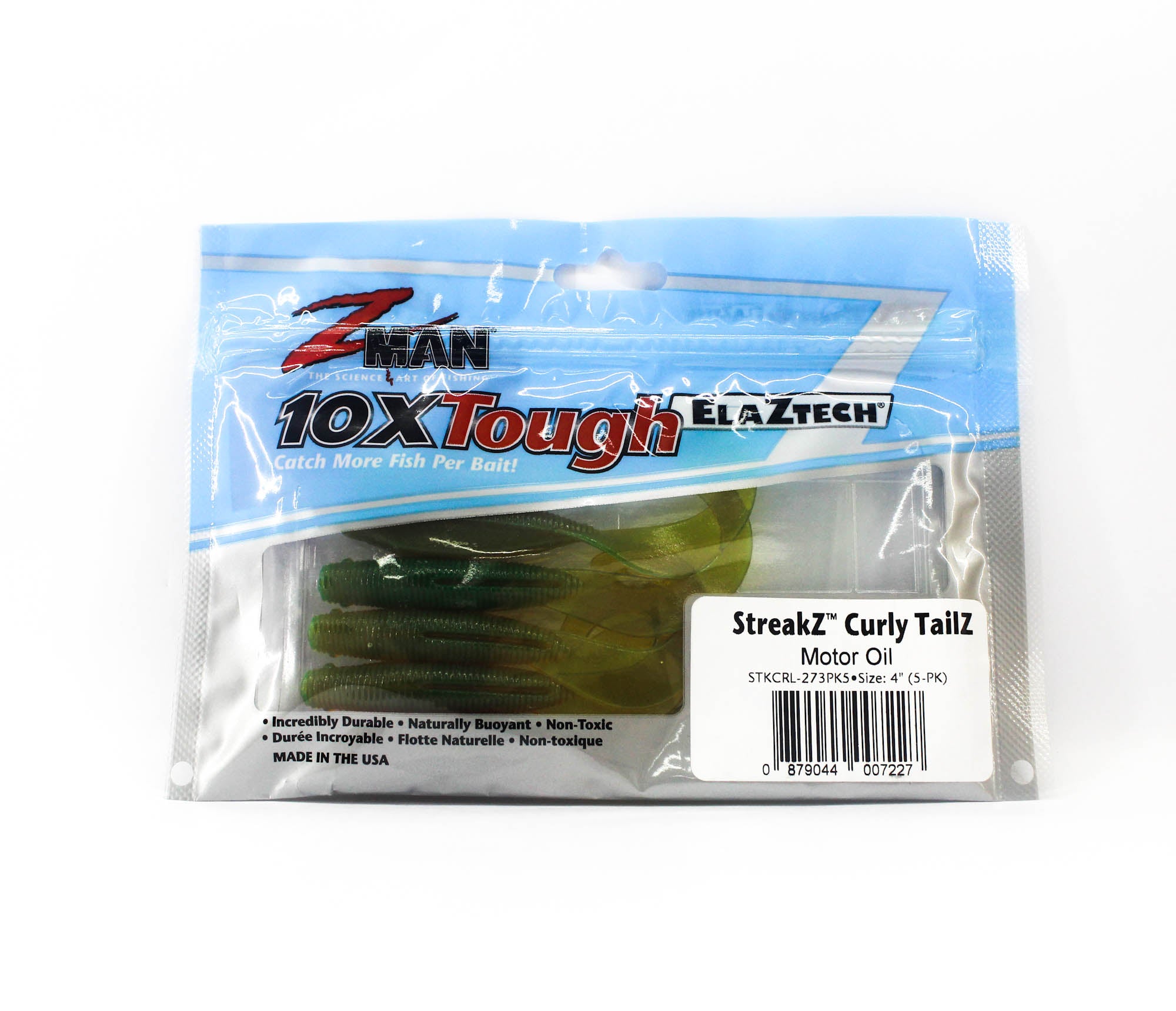 Zman Soft Lure StreakZ Curly TailZ 4 Inch 5/Pack Motor Oil (7227)