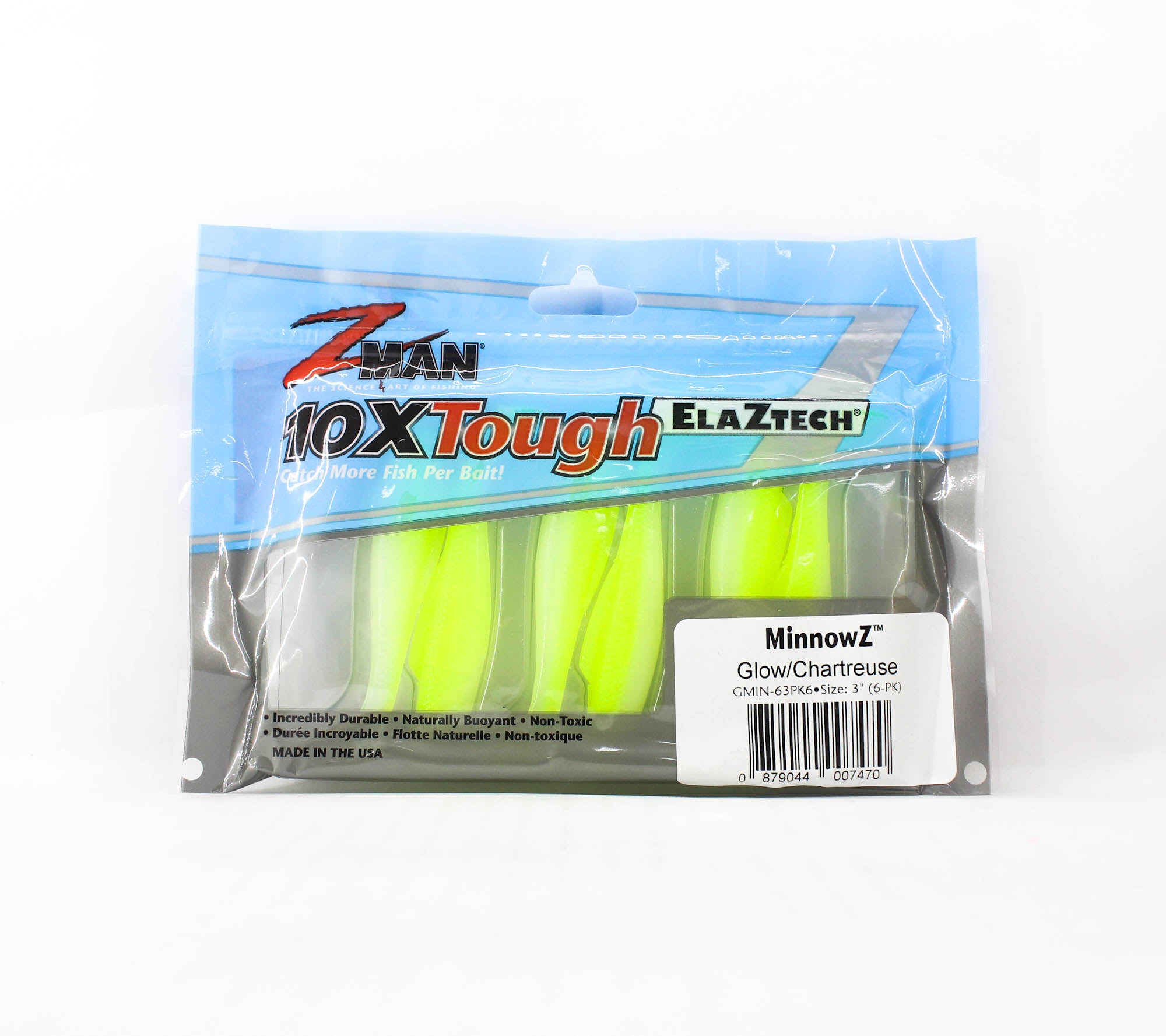 Zman Soft Lure MinnowZ 3 Inch 6/Pack Chart Glow (7470)