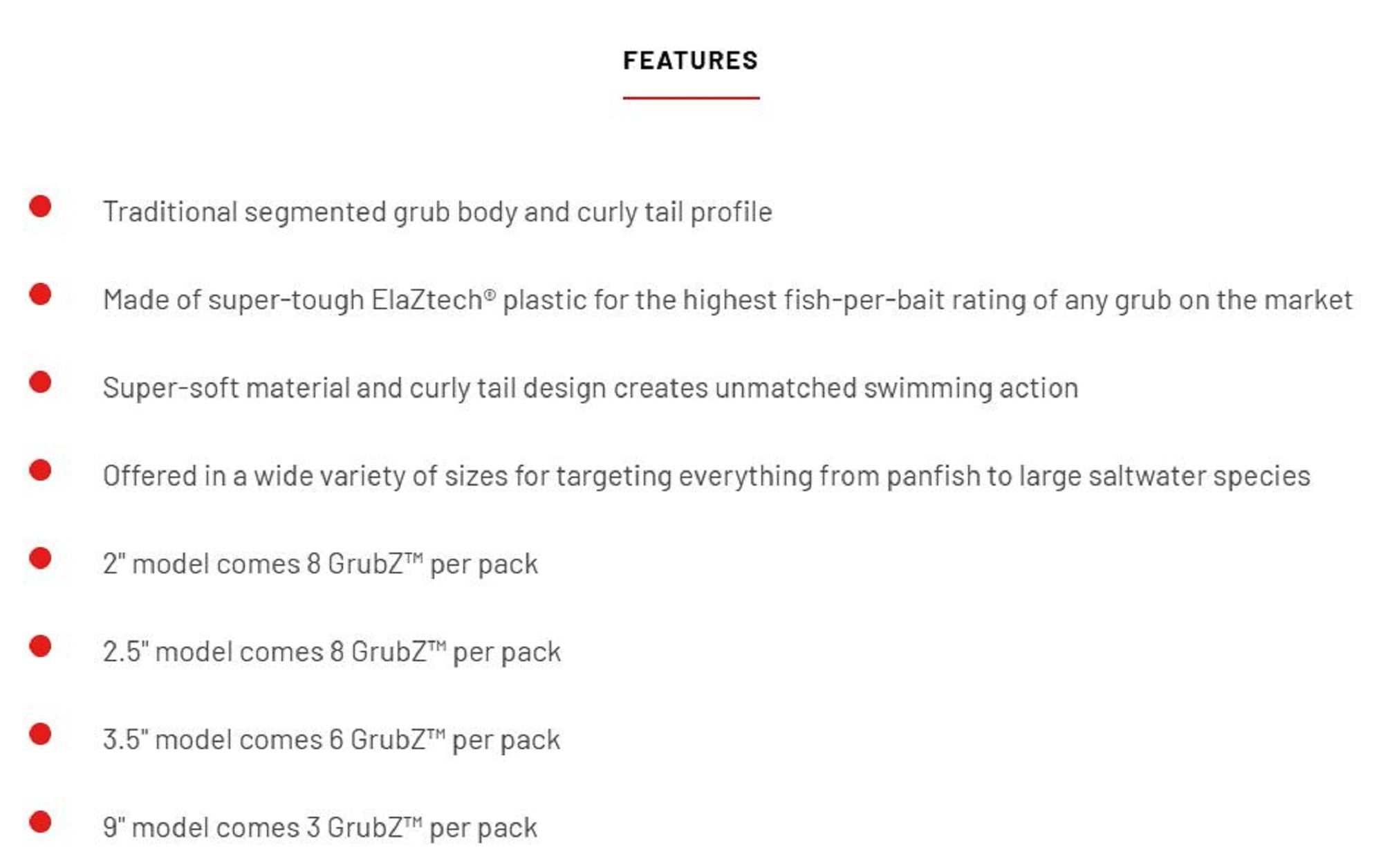 Zman Soft Lure GrubZ 2.5 Inch 8/Pack Black (7722)