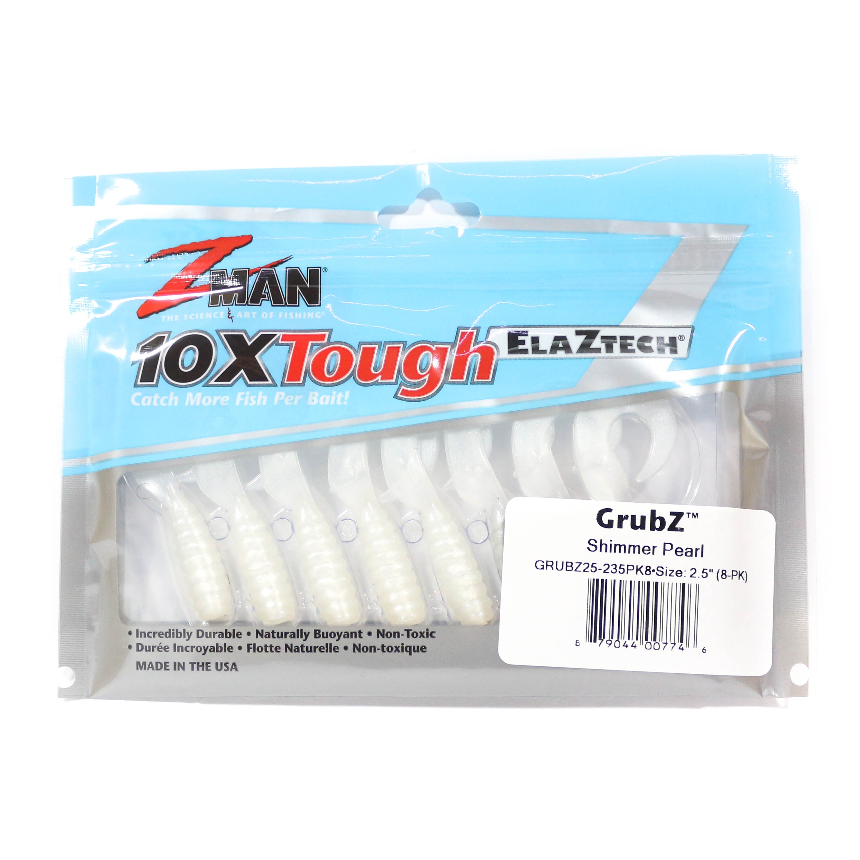 Zman Soft Lure GrubZ 2.5 Inch 8/Pack Shimmer Pearl (7746)
