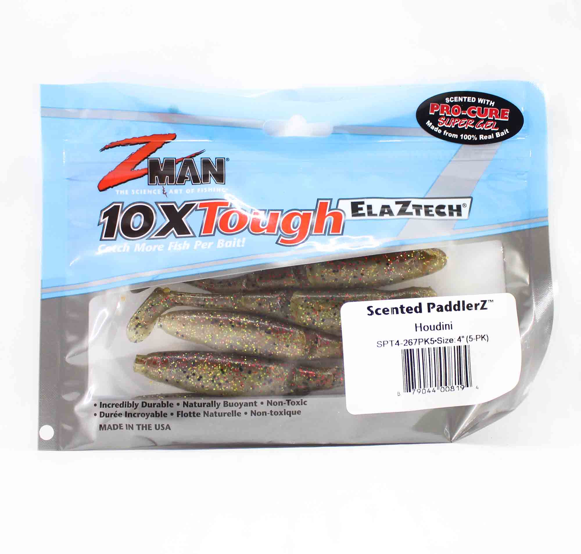Zman Soft Lure Scented PaddlerZ 4 Inch 5/Pack Houdini (8194)